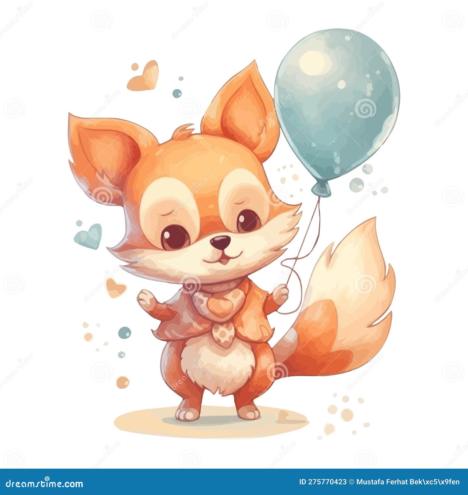 Illustration Cute baby fox, watercolor illustration