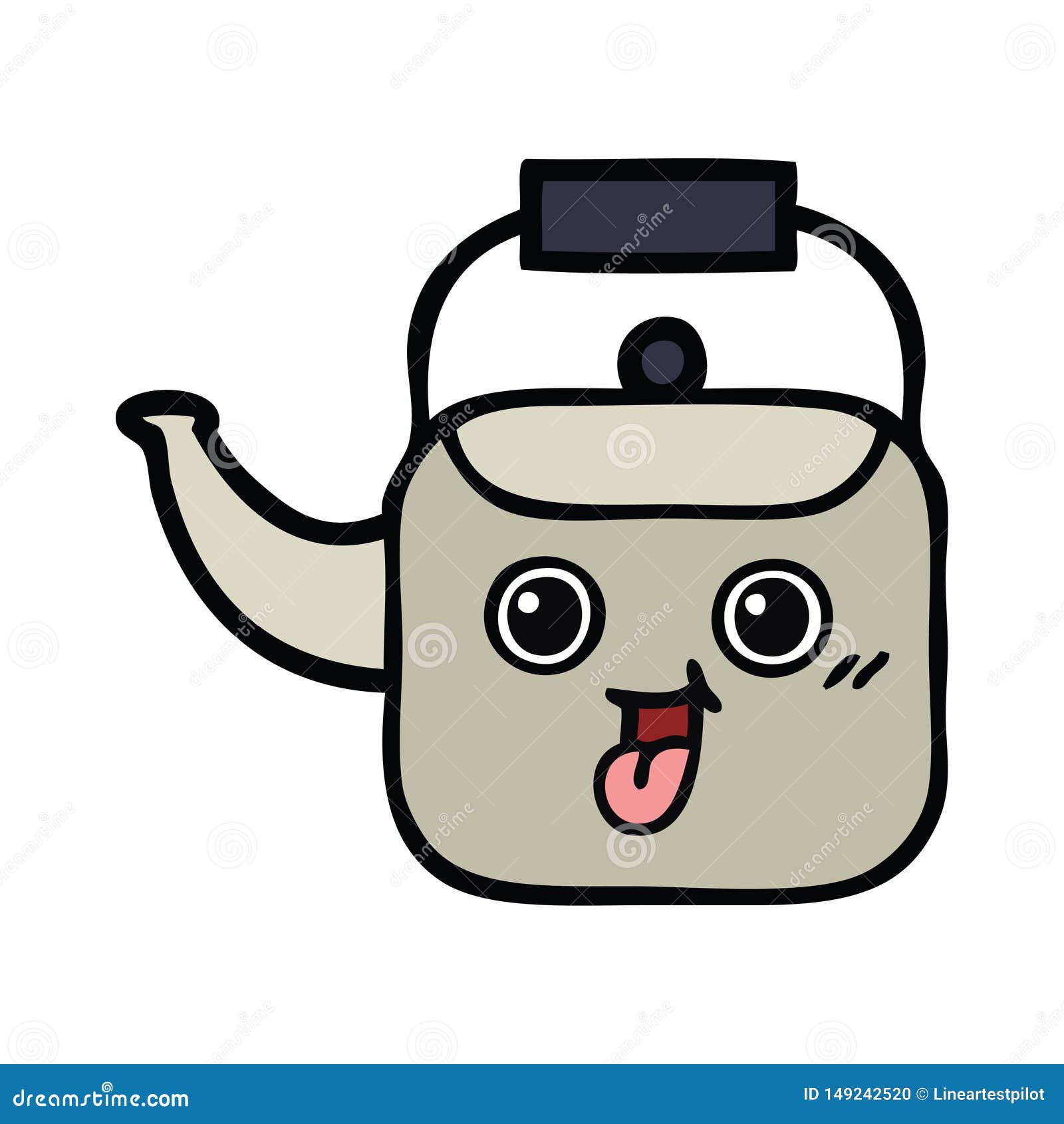 Cute cartoon kettle stock vector. Illustration of face 149242520