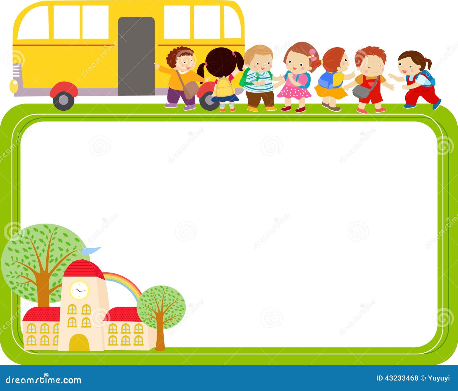 cute cartoon kids school bus frame illustration 43233468