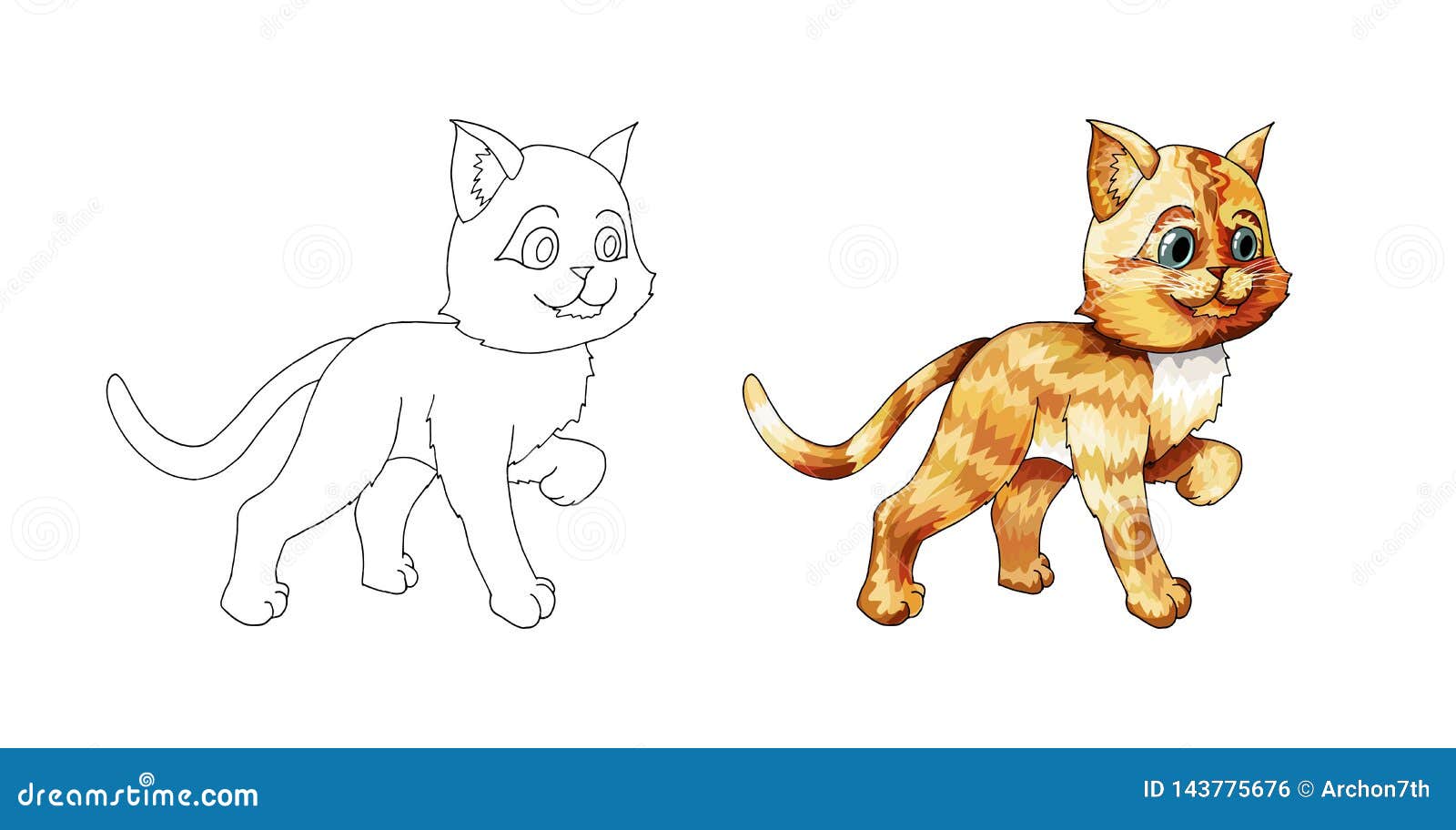 Cute Cartoon Kitten Ginger Hand Drawn Doodle Animal Sketch For Coloring Page Stock Vector Illustration Of Book Colorful Cute Cartoon Kitten Ginger Hand Drawn Doodle Animal Sketch For Coloring Page Stock Vector Illustration Of Book Colorful