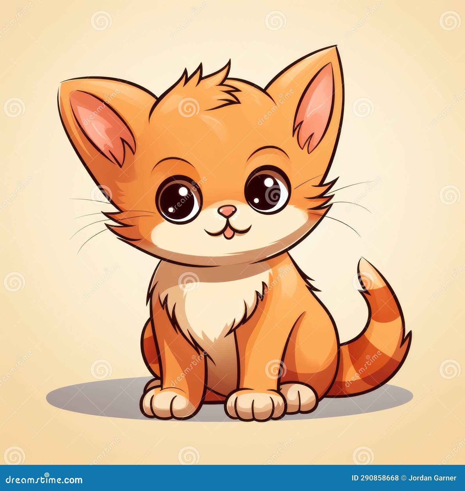 Cute Cartoon Kitten Vector Illustration Stock Illustration ...