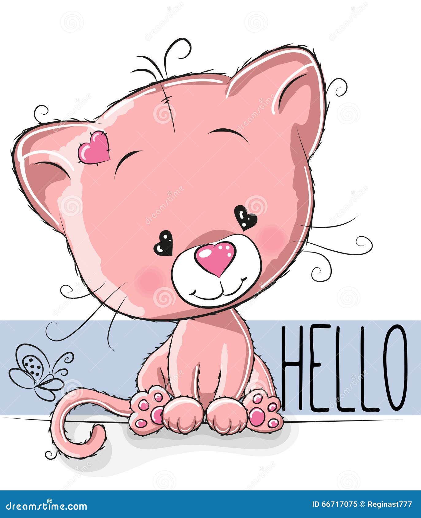 Cute Cartoon Kitten stock vector. Illustration of baby - 66717075