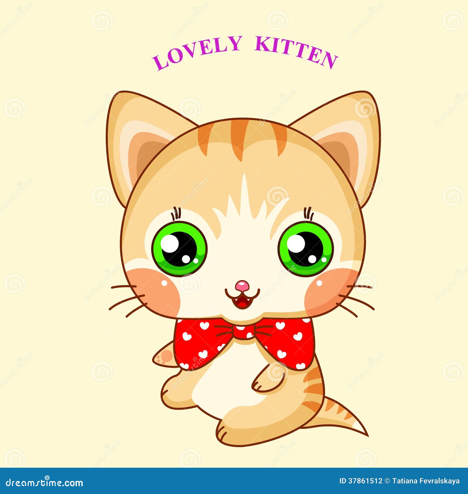 Cute cartoon kitty stock vector. Illustration of positive - 37861512