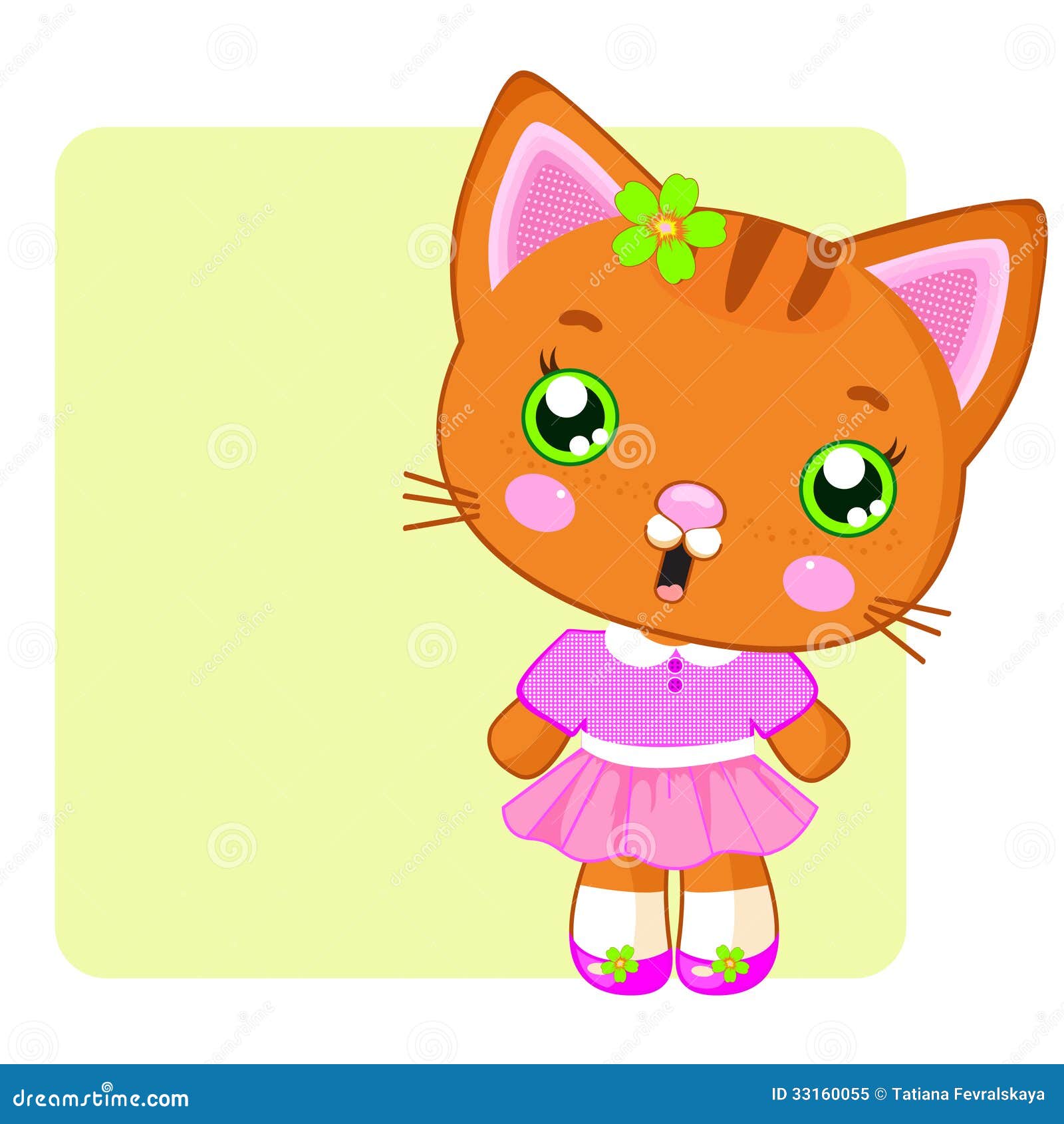 Cute cartoon kitty stock vector. Illustration of clothing - 33160055