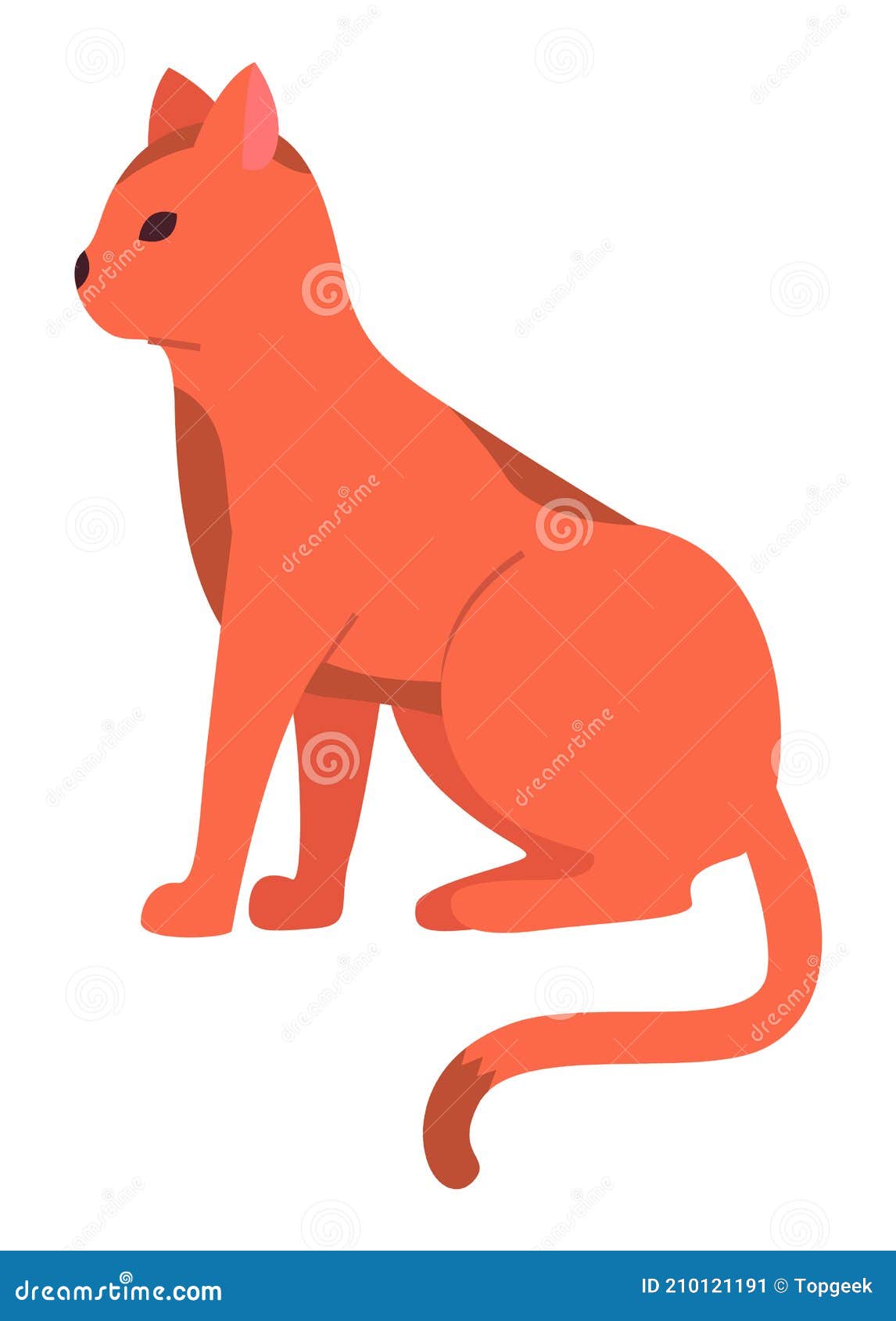 Cute Cartoon Kitty with Red Colored Fur Sitting Side View Vector  Illustration on White Background Stock Vector - Illustration of predator,  character: 210121191