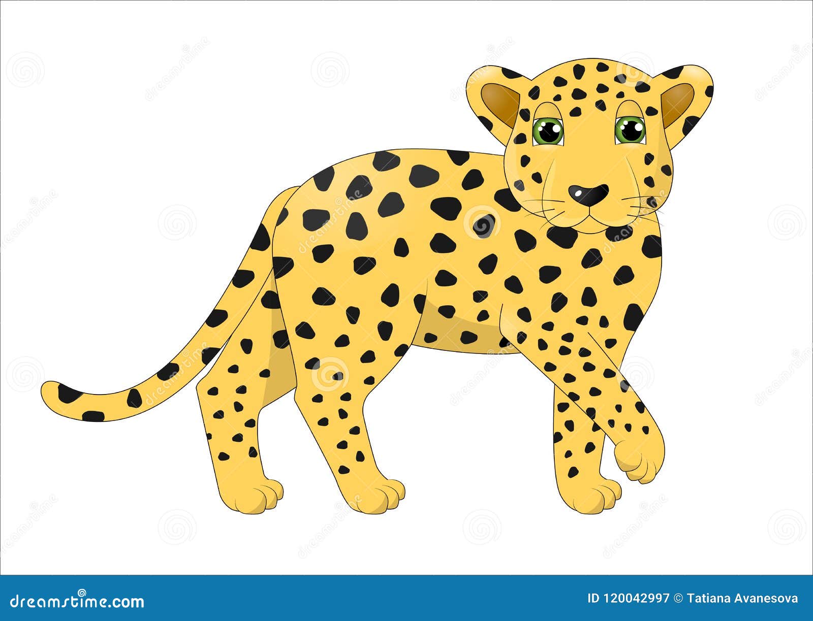 Cute cartoon leopard stock illustration. Illustration of spots - 120042997