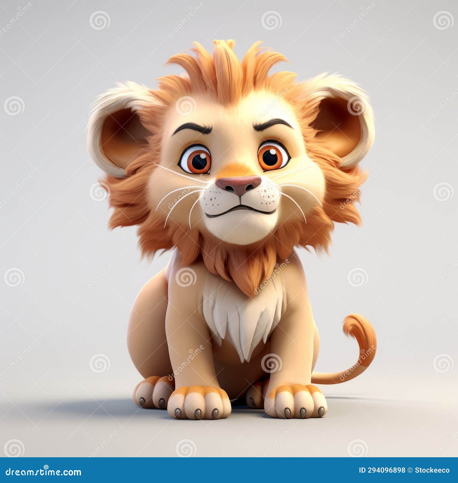 cute cartoon lion 3d character for animation