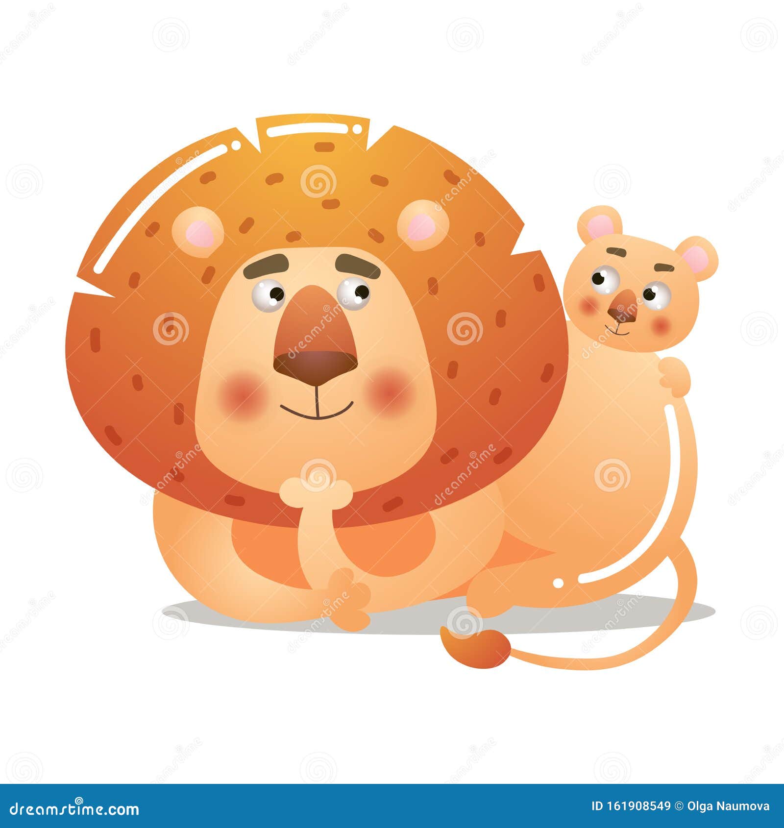 Download A Cute Lion Is Lying With A Baby. Vector Illustration ...