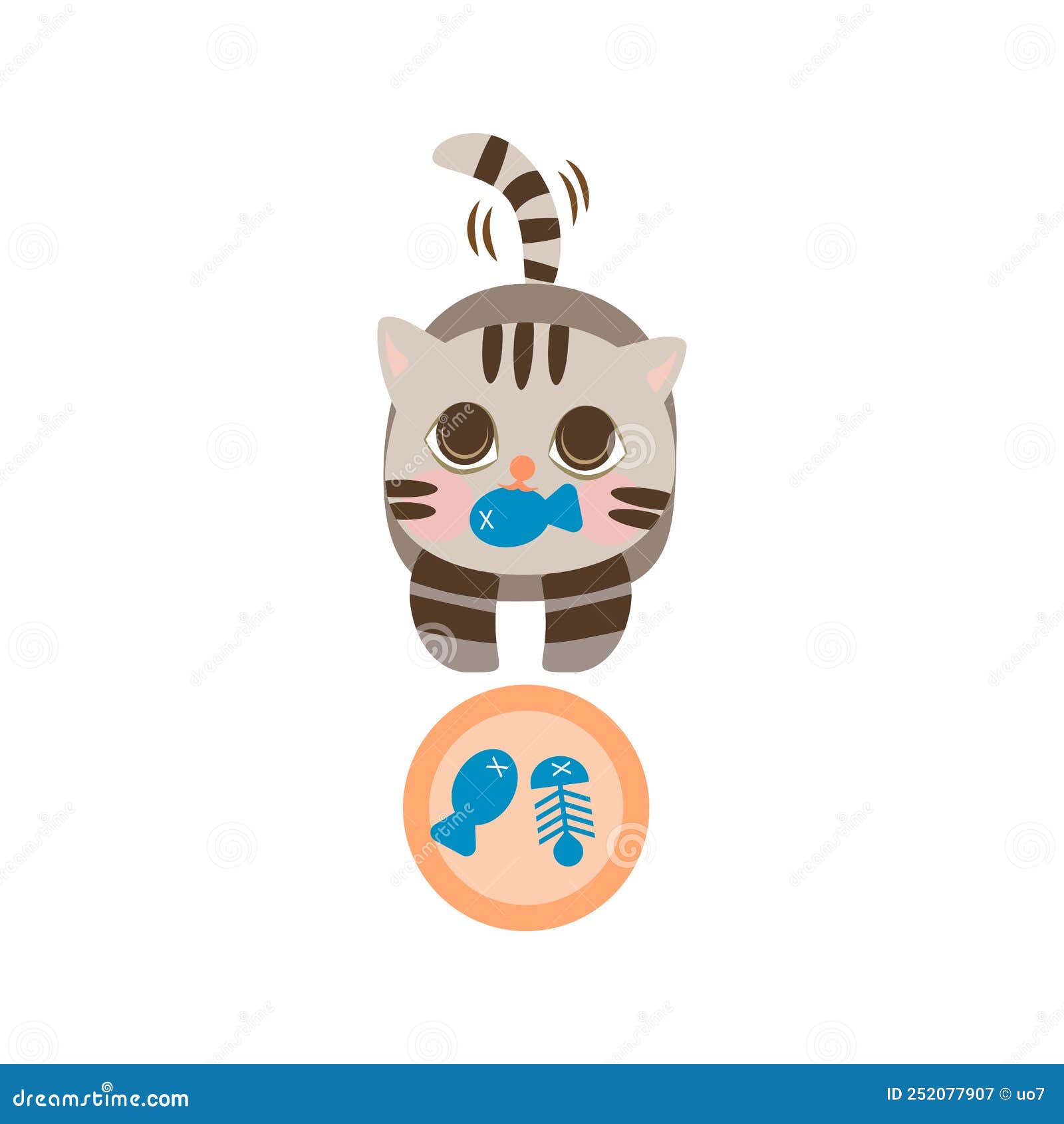 Cute Cartoon Little Baby Cat Icon. Cat Standing on the Floor with