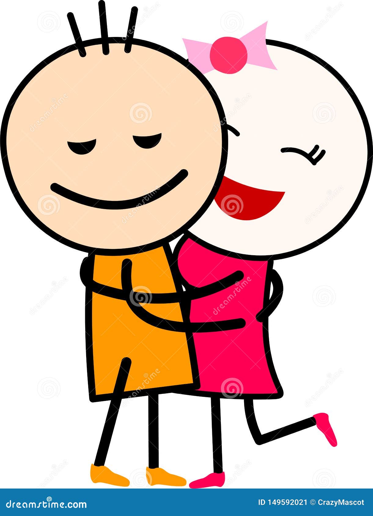 A Cute Cartoon Love Couple Hugging Each Other. Stock Vector - Illustration  of drawing, funny: 149592021