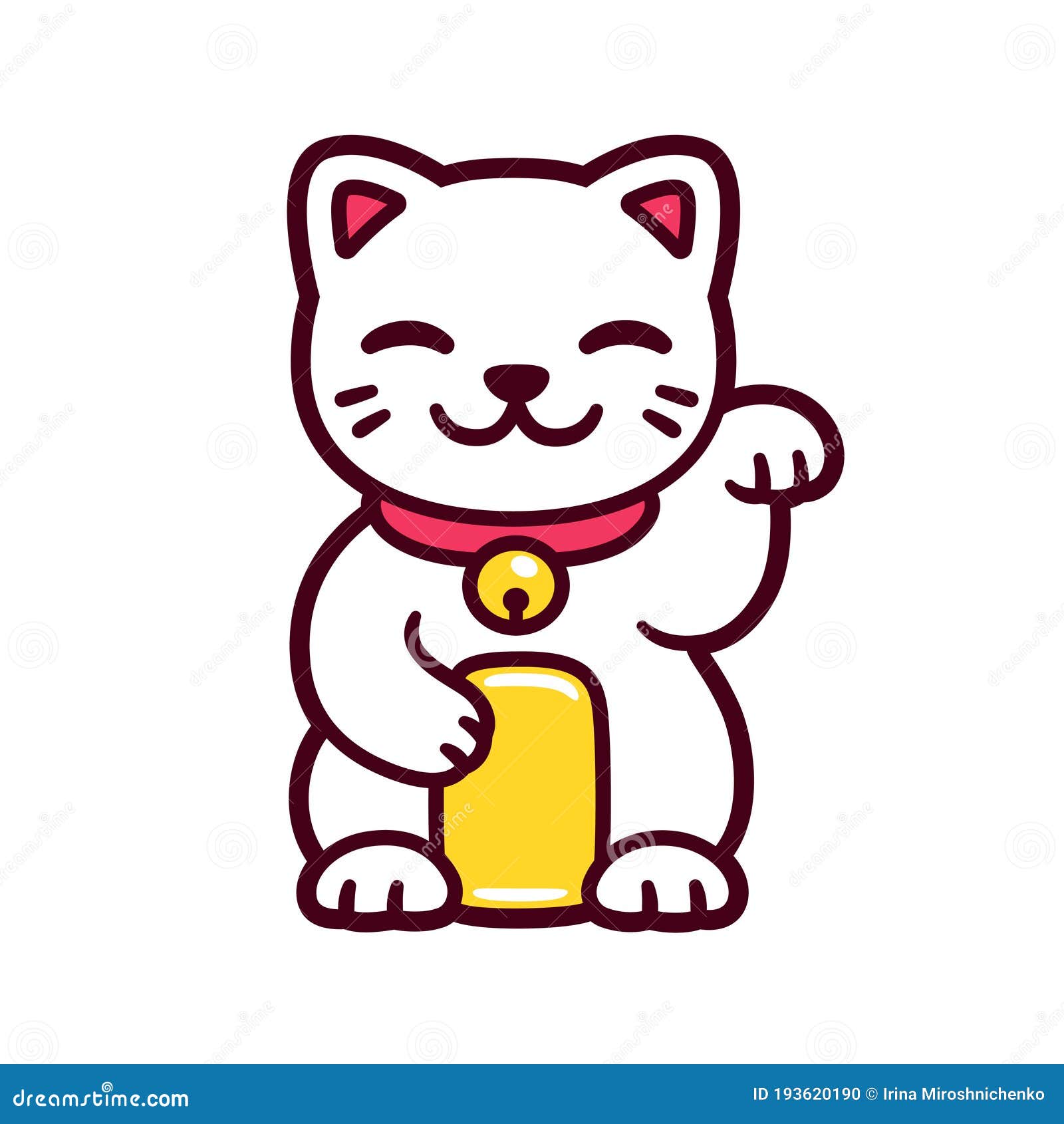 Cute Cartoon Maneki Neko Cat Vector Illustration | CartoonDealer.com ...