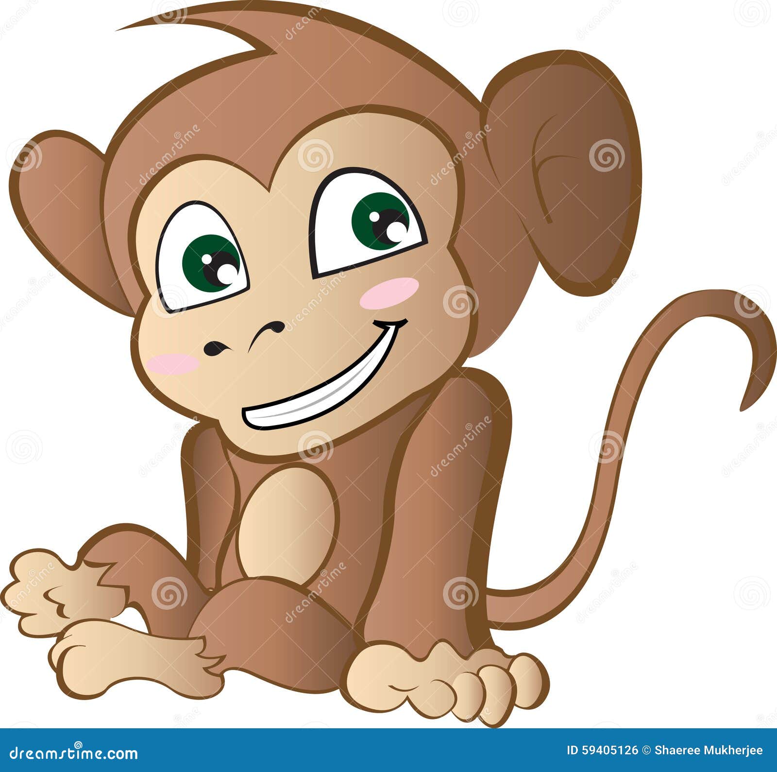 Cute cartoon monkey stock vector. Illustration of smiling - 59405126