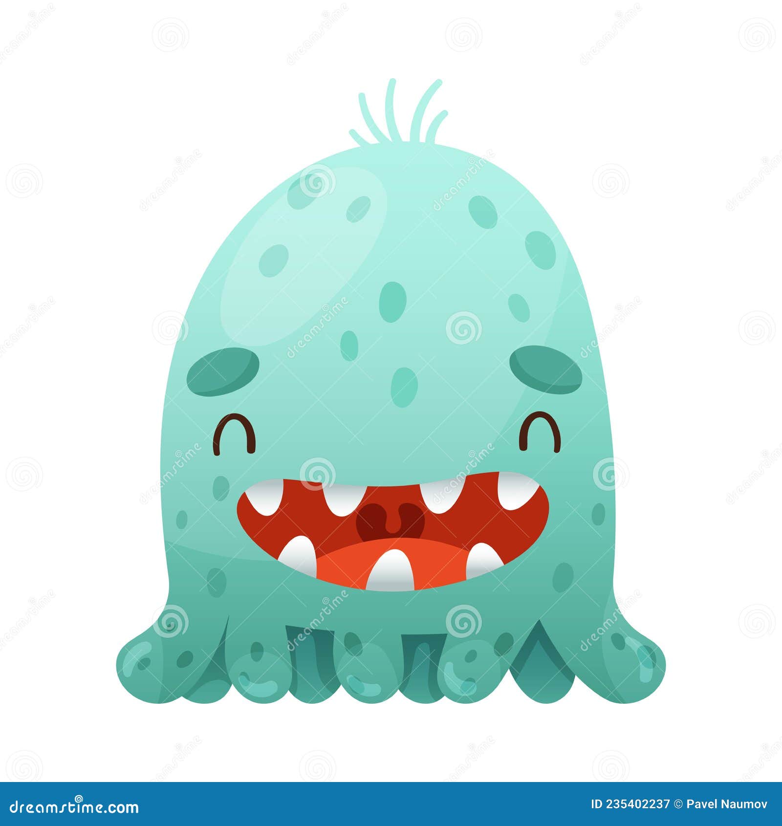 Cute Cartoon Monster Baby Character. Blue Smiling Toothy Alien with Funny  Face Vector Illustration Stock Vector - Illustration of design, happy:  235402237