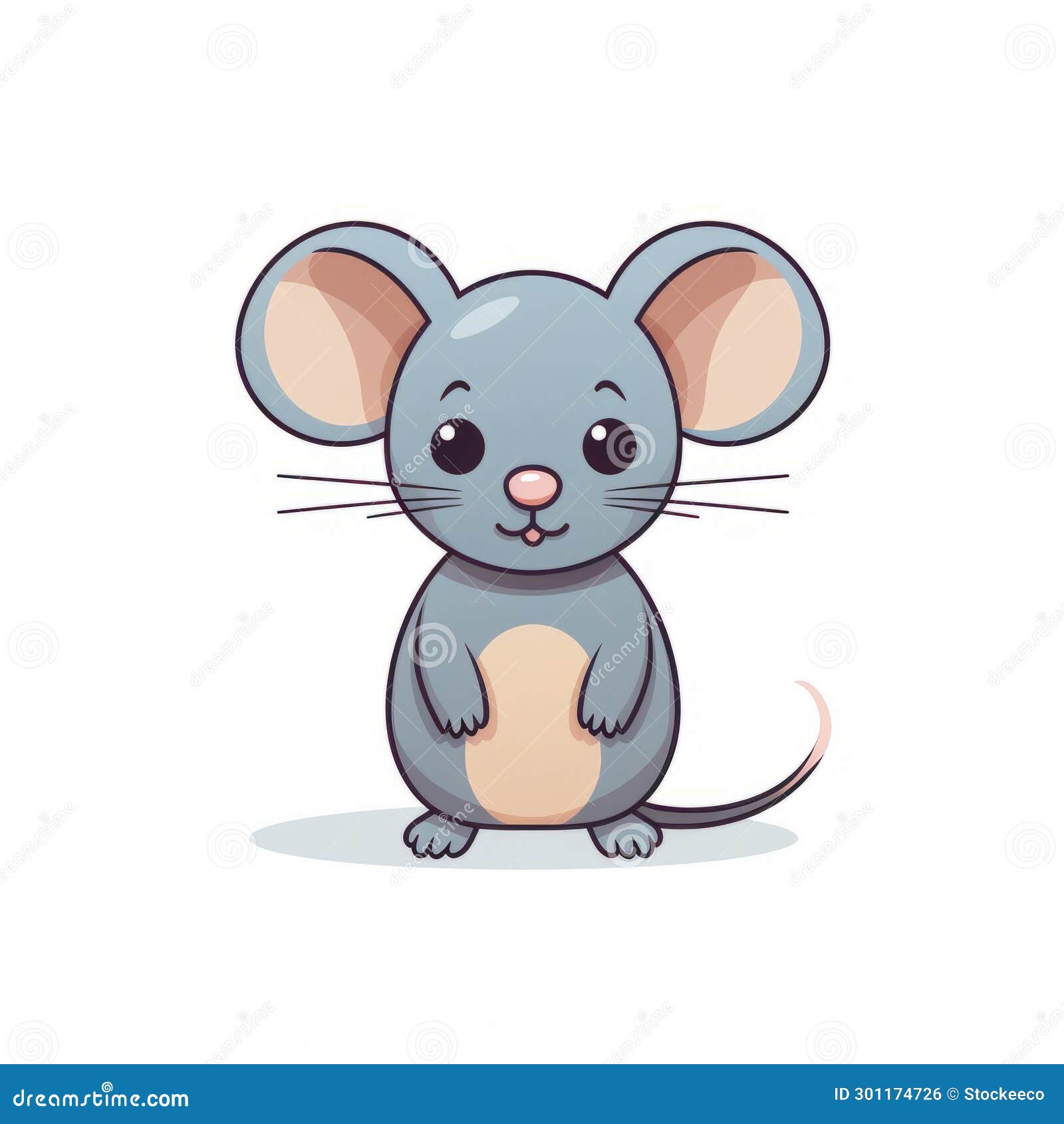 cute cartoon mouse tattoo  on white background