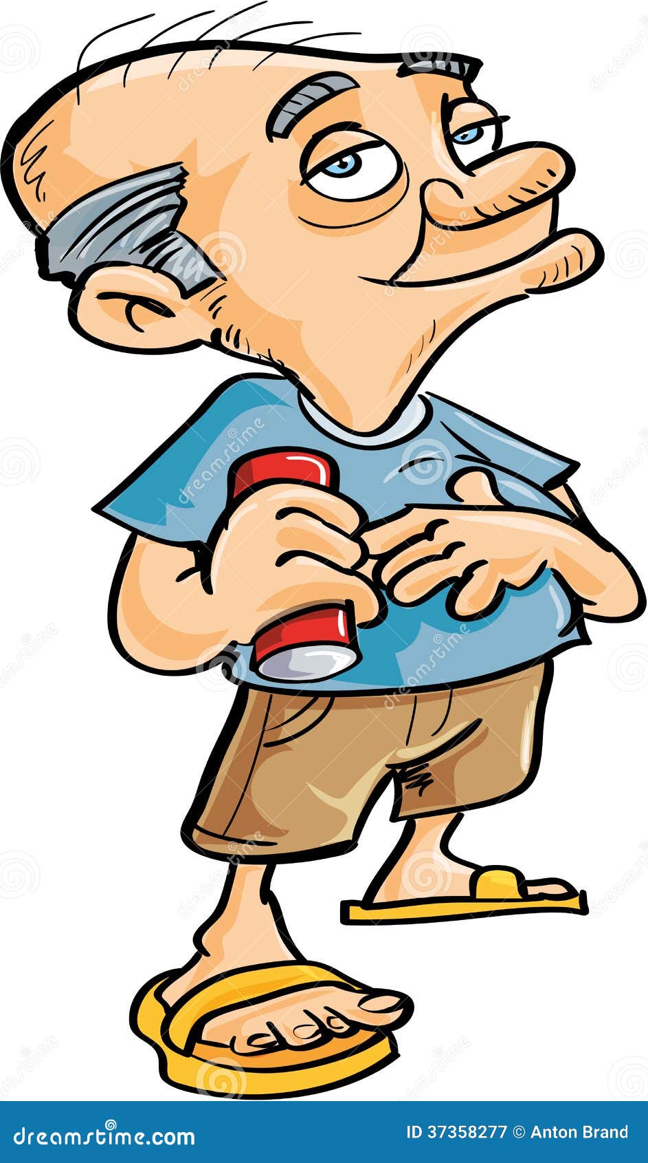 Cute Cartoon Old Man Drinking Stock Illustration - Illustration of shorts,  beer: 37358277
