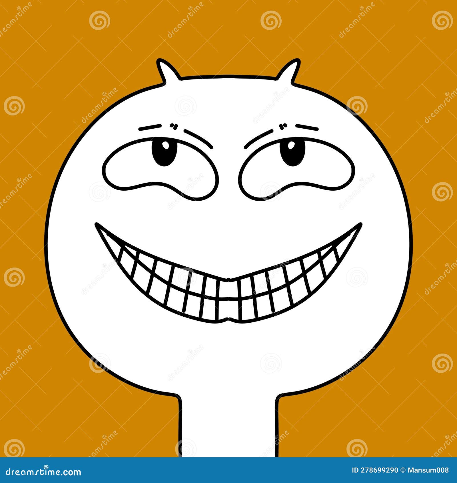 Cute Cartoon on Orange Background Stock Illustration Illustration of