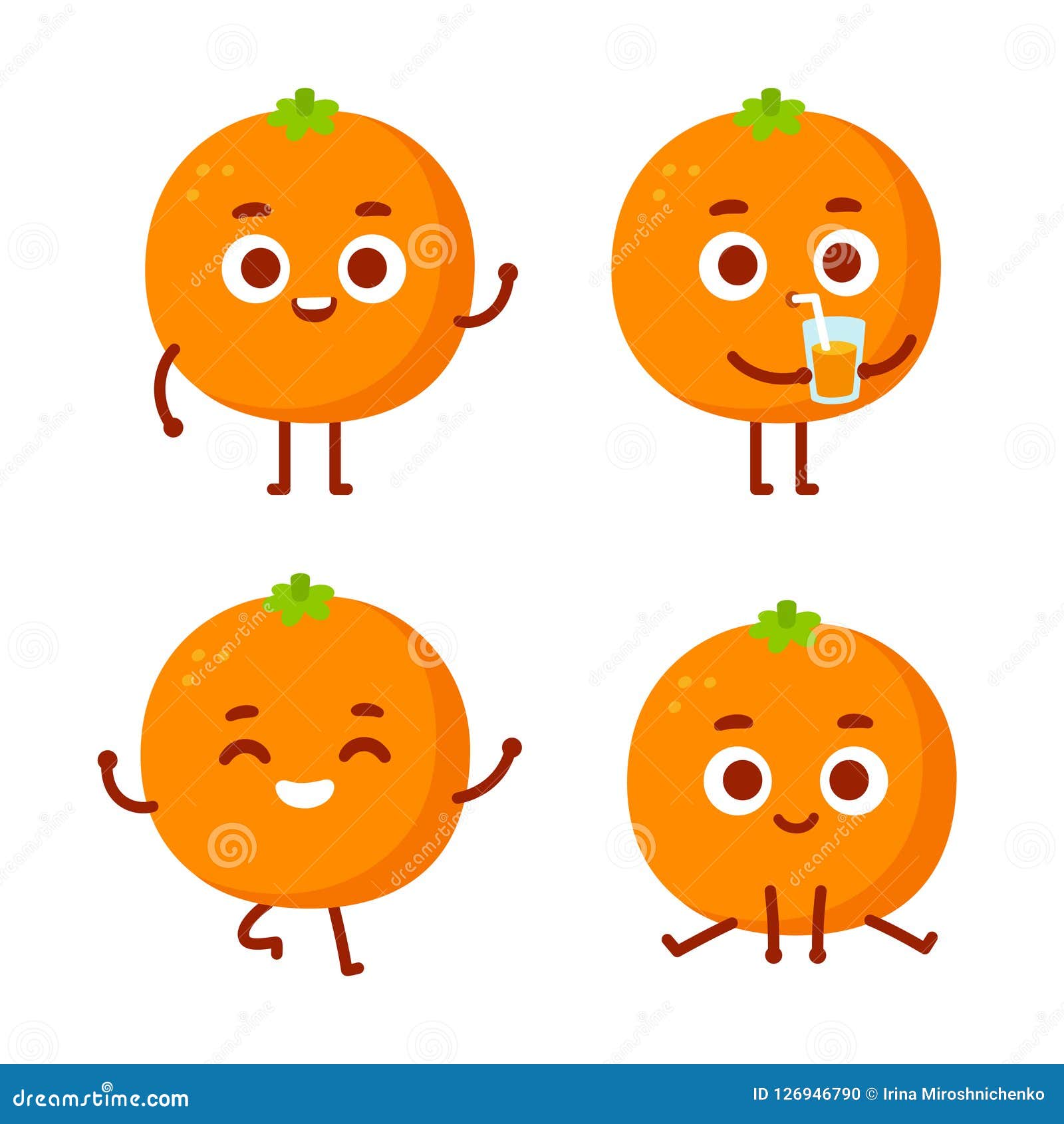 Cute Cartoon  Orange  Character Stock Vector Illustration 