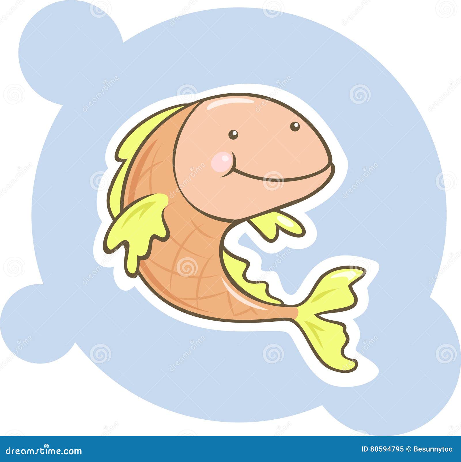 Cute cartoon orange fish stock vector. Illustration of orange 80594795