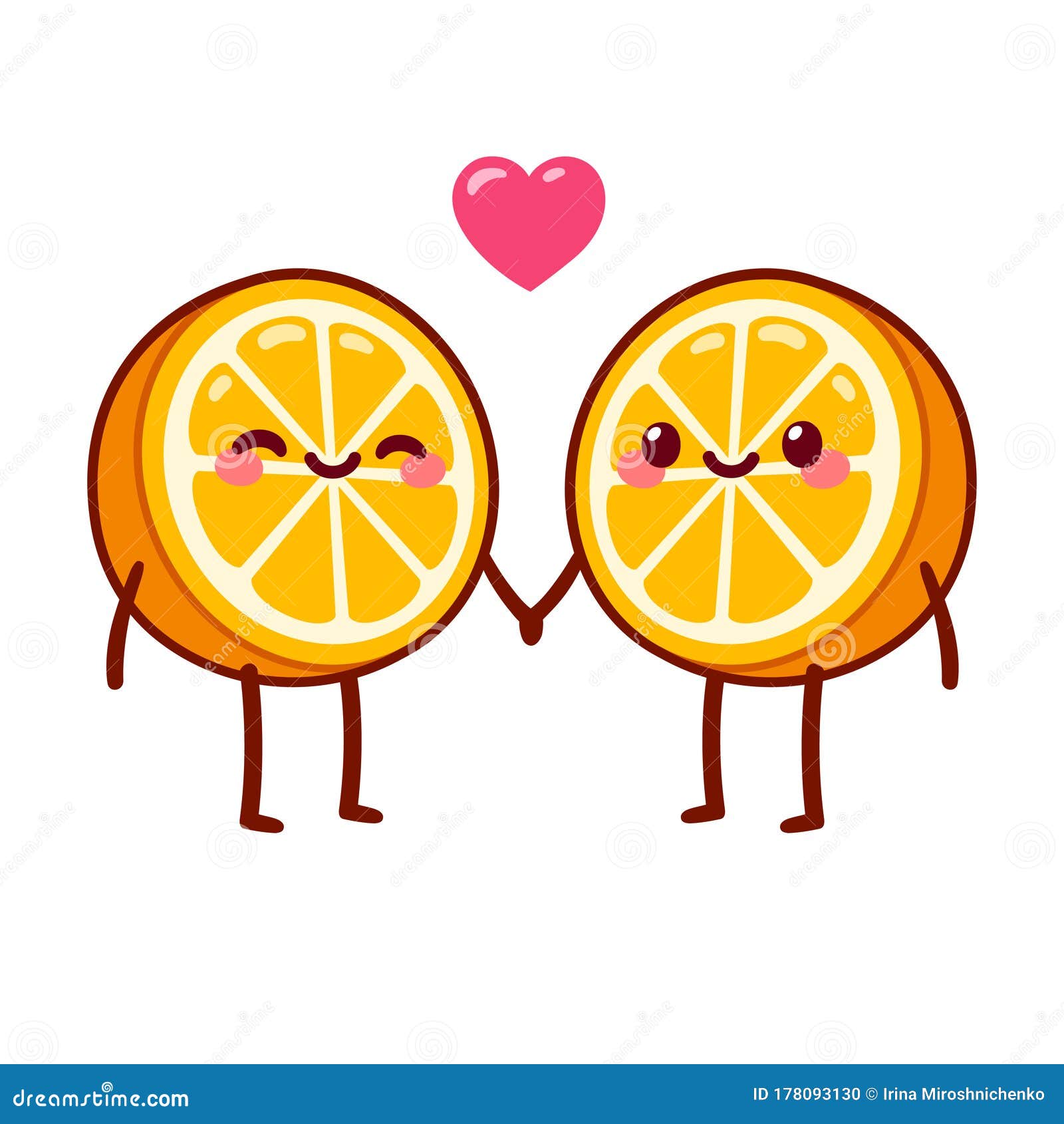 cute cartoon orange halves couple