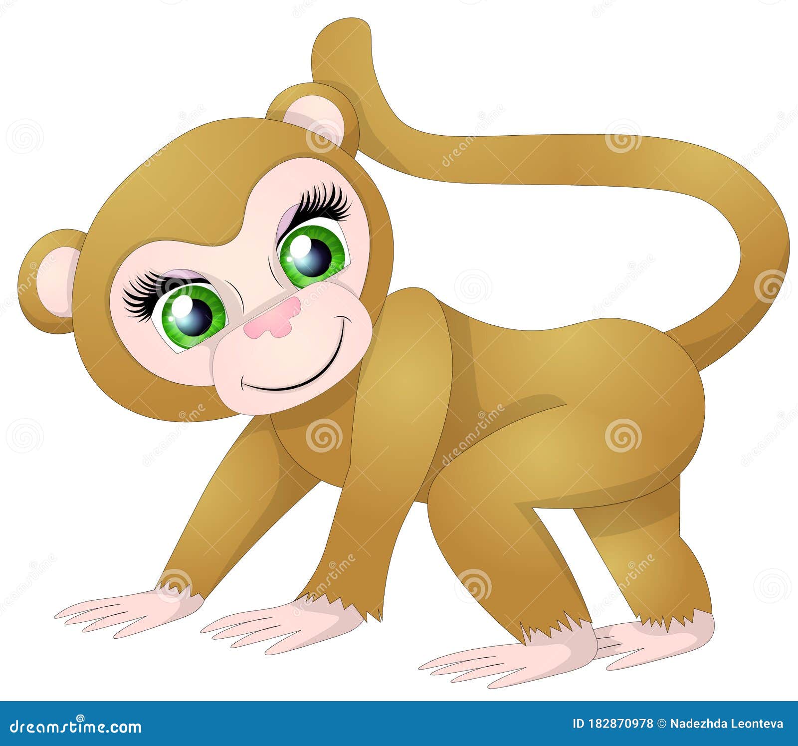 A Cute Cartoon Orangutan Ape Monkey Animal Character Stock Illustration -  Illustration of children, kids: 182870978