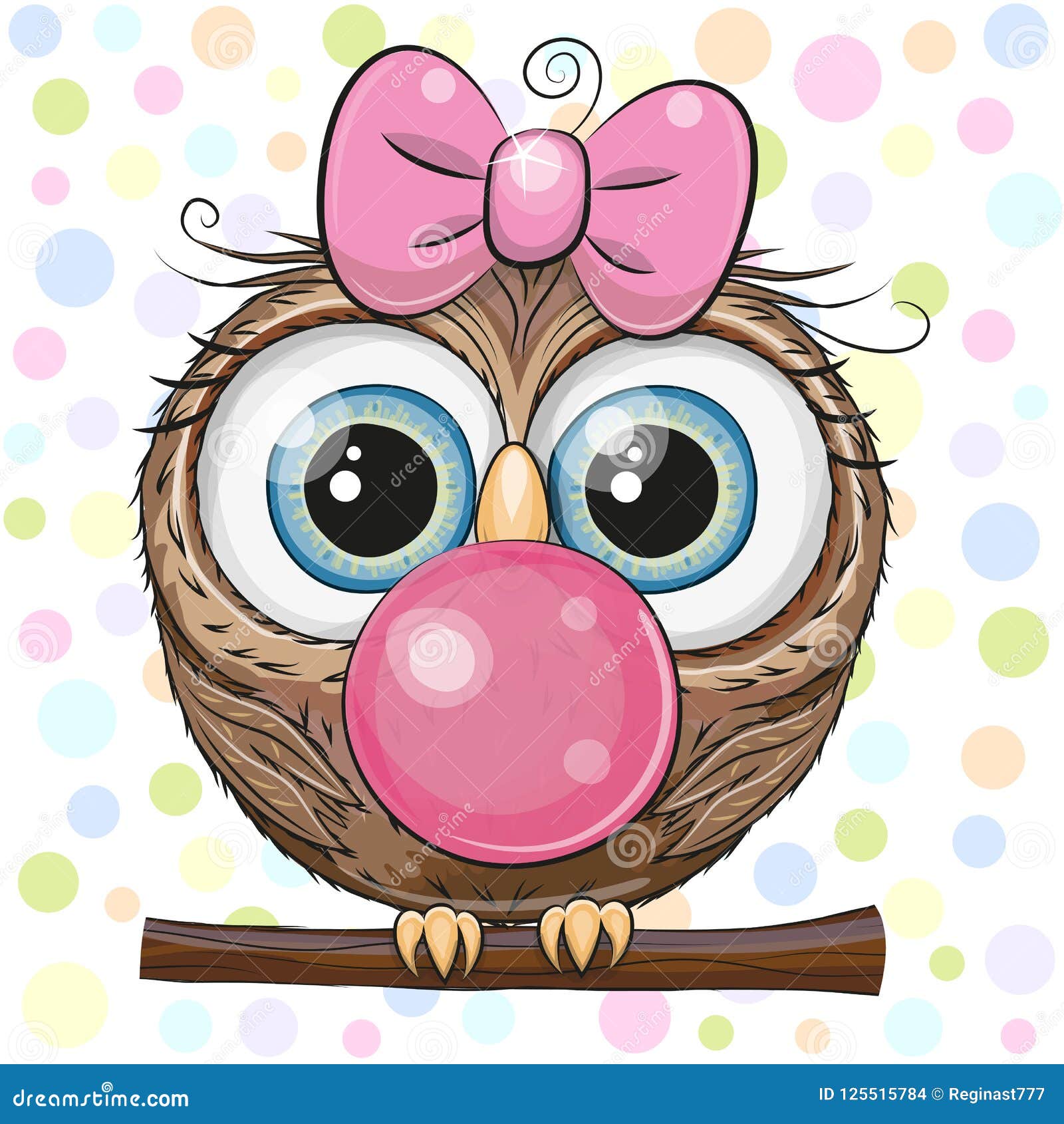 Cute Cartoon Owl with Bubble Gum Stock Vector - Illustration of cool ...
