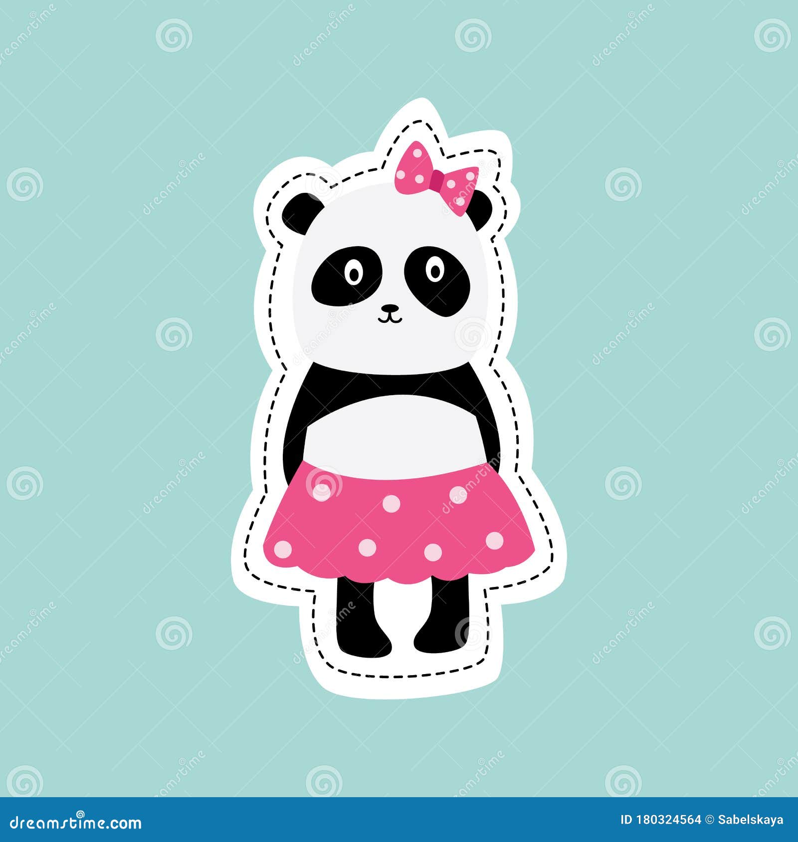 Cute Cartoon Panda Girl in Pink Skirt and Bow with Dotted Pattern Stock Vector - Illustration of child, sweet: 180324564 Cute Cartoon Panda Girl in Pink Skirt and Bow with Dotted Pattern Stock Vector - Illustration of child, sweet: 180324564