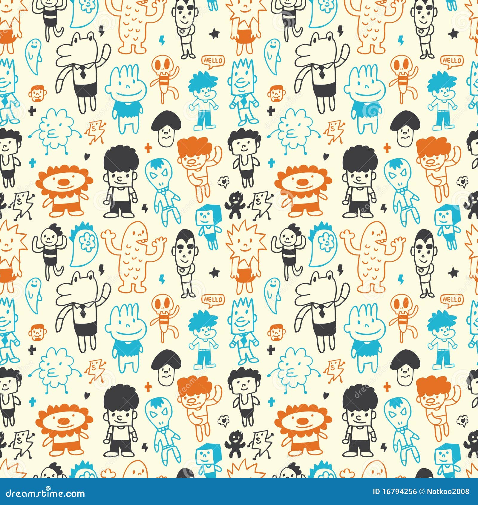 Cute Cartoon Pattern Seamless Stock Vector - Illustration of background ...