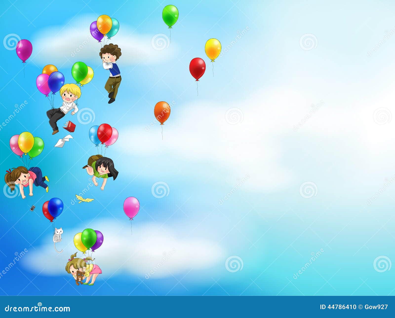 cute cartoon People And children Floating In The S Stock Vector - Illustration of cute ...