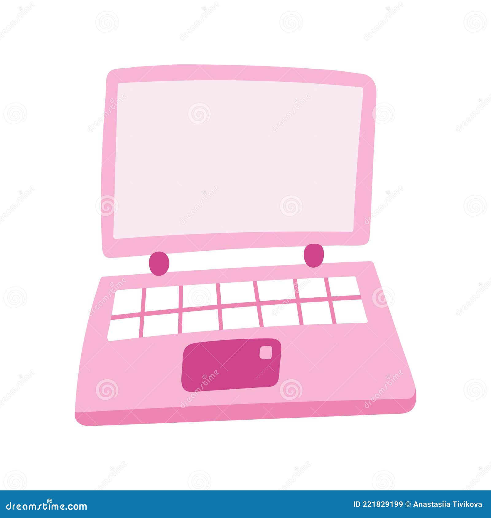 Cute Cartoon Pink Laptop with Keyboard. for Business, Communication ...