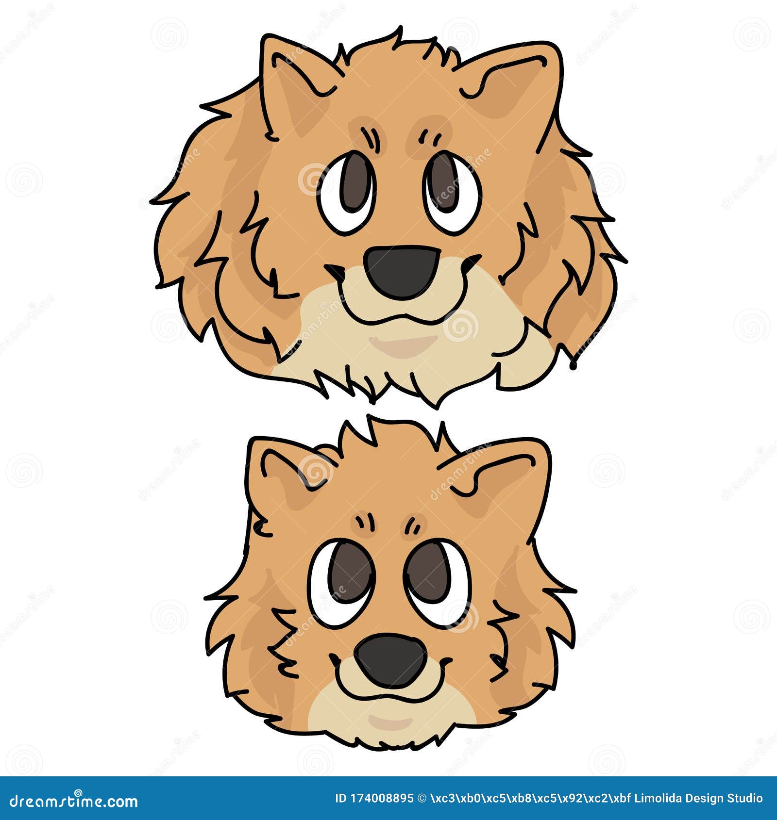Download Cute Cartoon Pomeranian Face Dog And Puppy Breed Vector ...