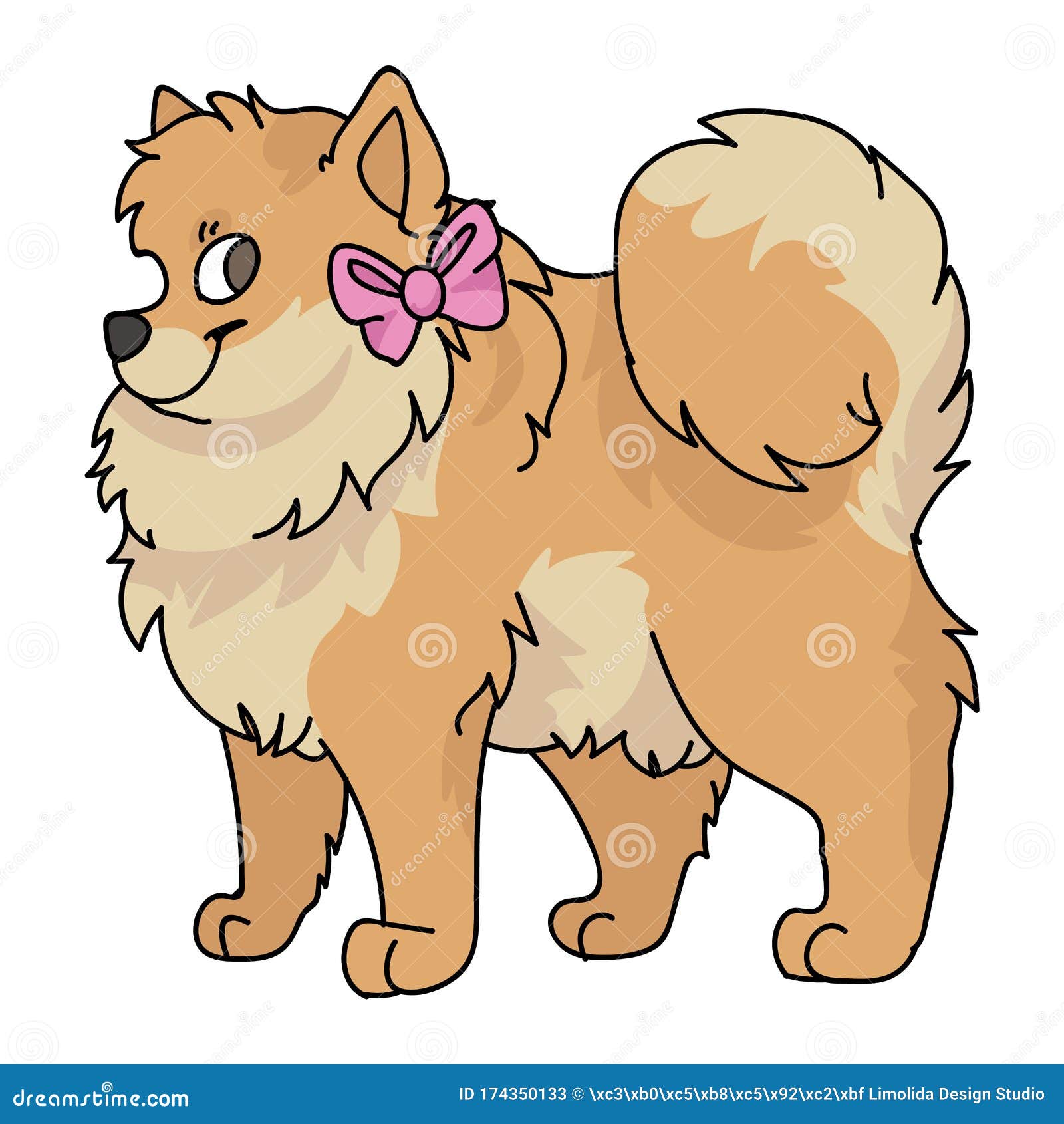Download Cute Cartoon Pomeranian With Girly Bow Vector Clipart ...