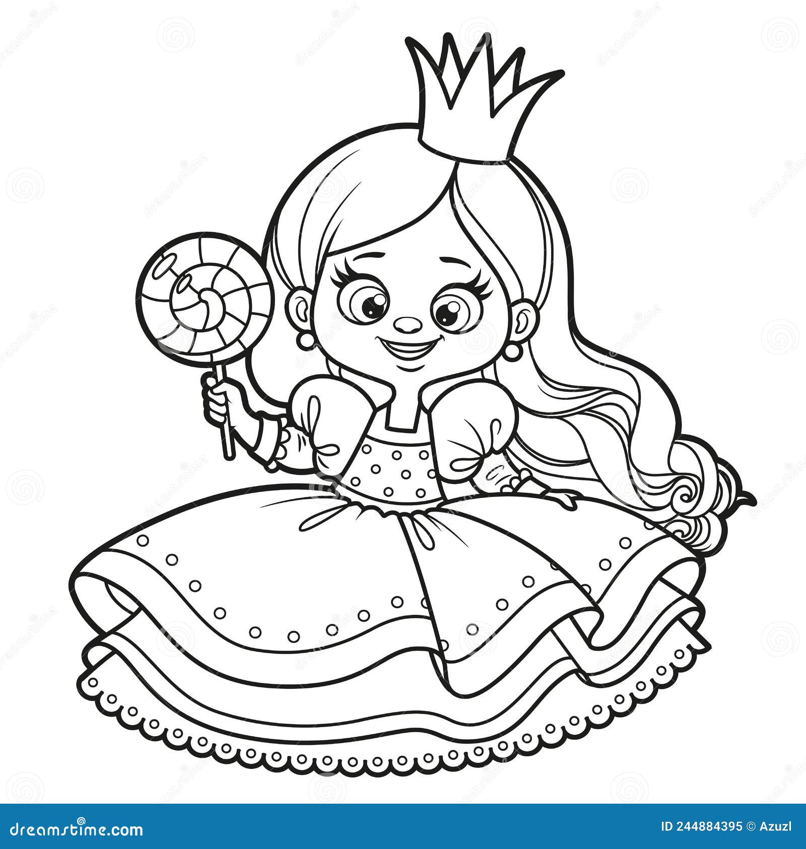 Cute Cartoon Princess with a Big Candy Drawing for Coloring on a White Stock Vector - Illustration of activity, drawing: 244884395 Cute Cartoon Princess with a Big Candy Drawing for Coloring on a White Stock Vector - Illustration of activity, drawing: 244884395