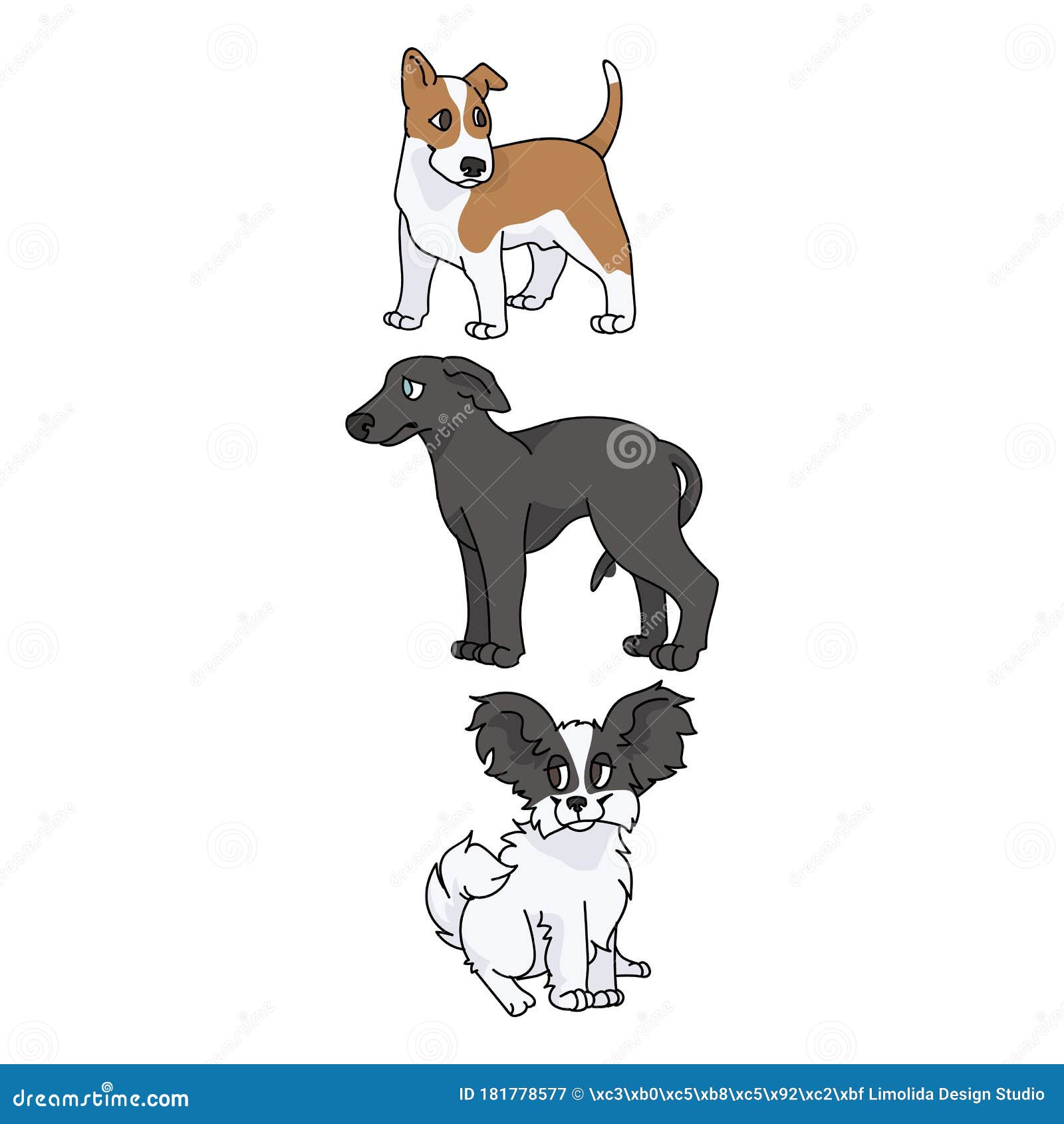 Download Cute Cartoon Puppy Breed Set Vector Clipart. Pedigree ...