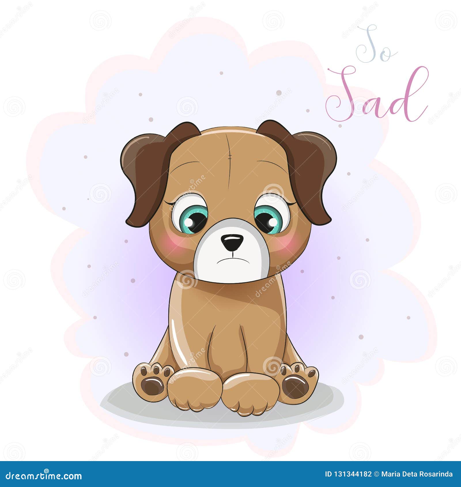Cute cartoon puppy so sad stock vector. Illustration of cheerful - 131344182