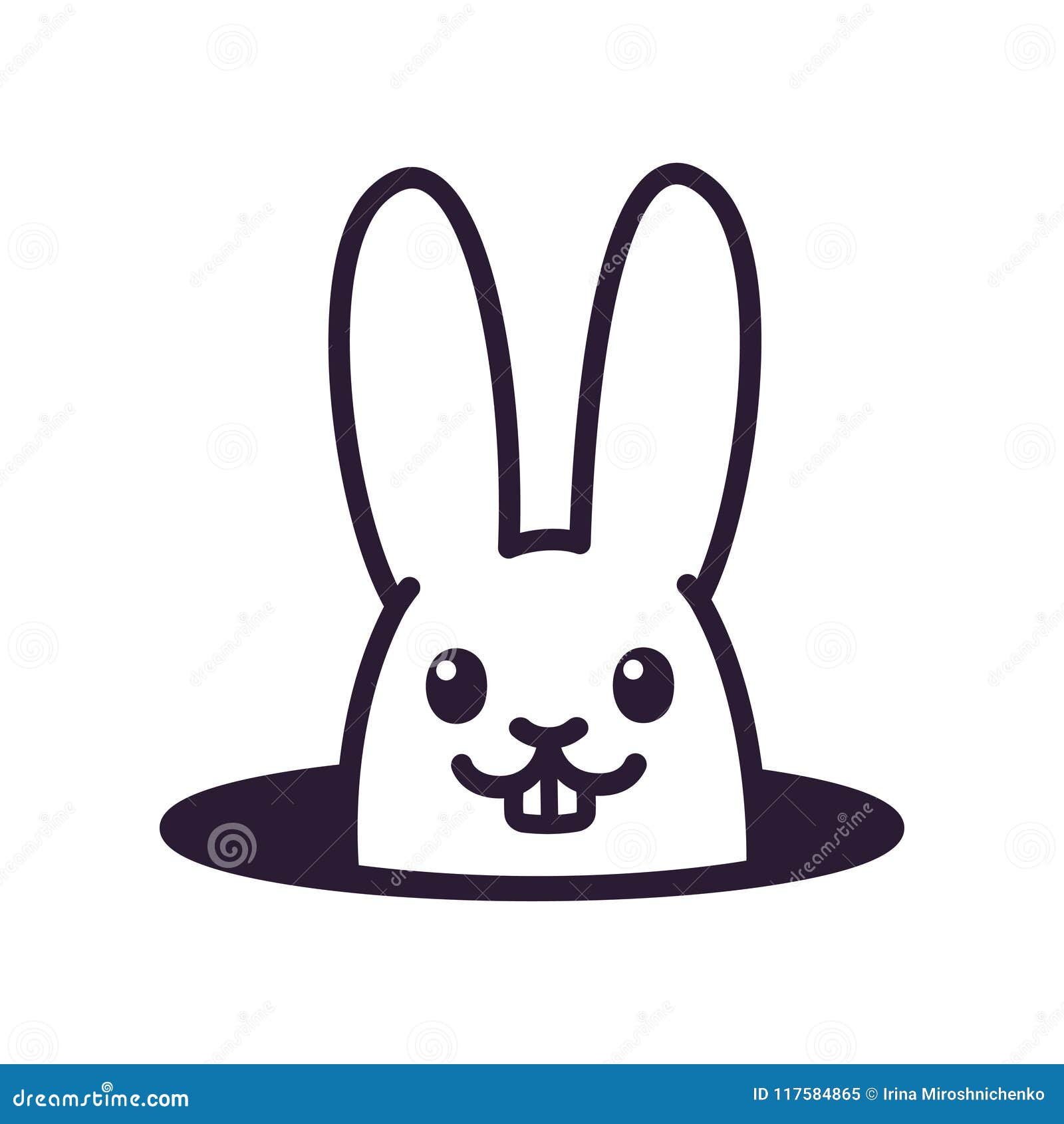 Cute Cartoon Rabbit in Hole Stock Vector - Illustration of face, emblem:  117584865
