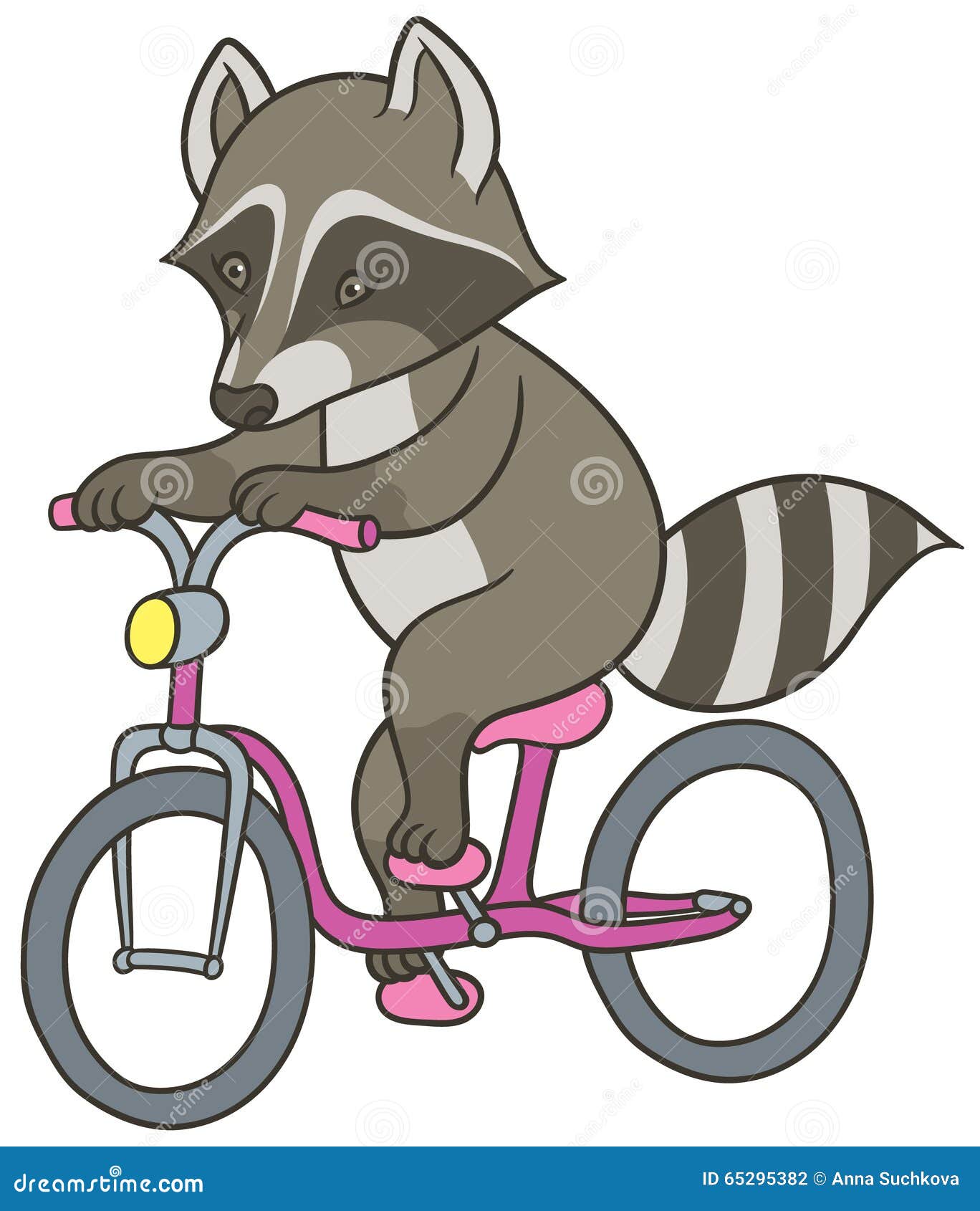 cute cartoon raccoon riding a bicycle stock vector illustration of