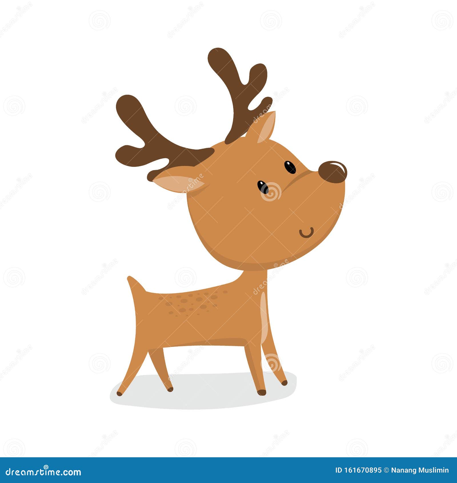 Cute Cartoon Reindeer on White Background, Cute Christmas Character Stock  Vector - Illustration of nose, antler: 161670895