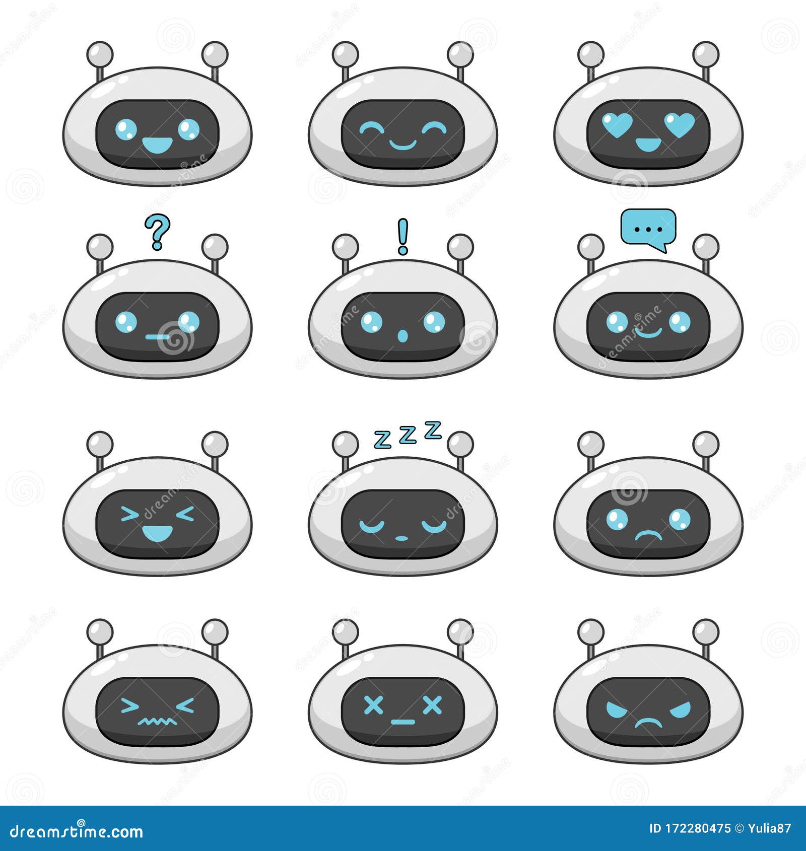 Cute smiling funny robot chat bot Royalty Free Vector Image