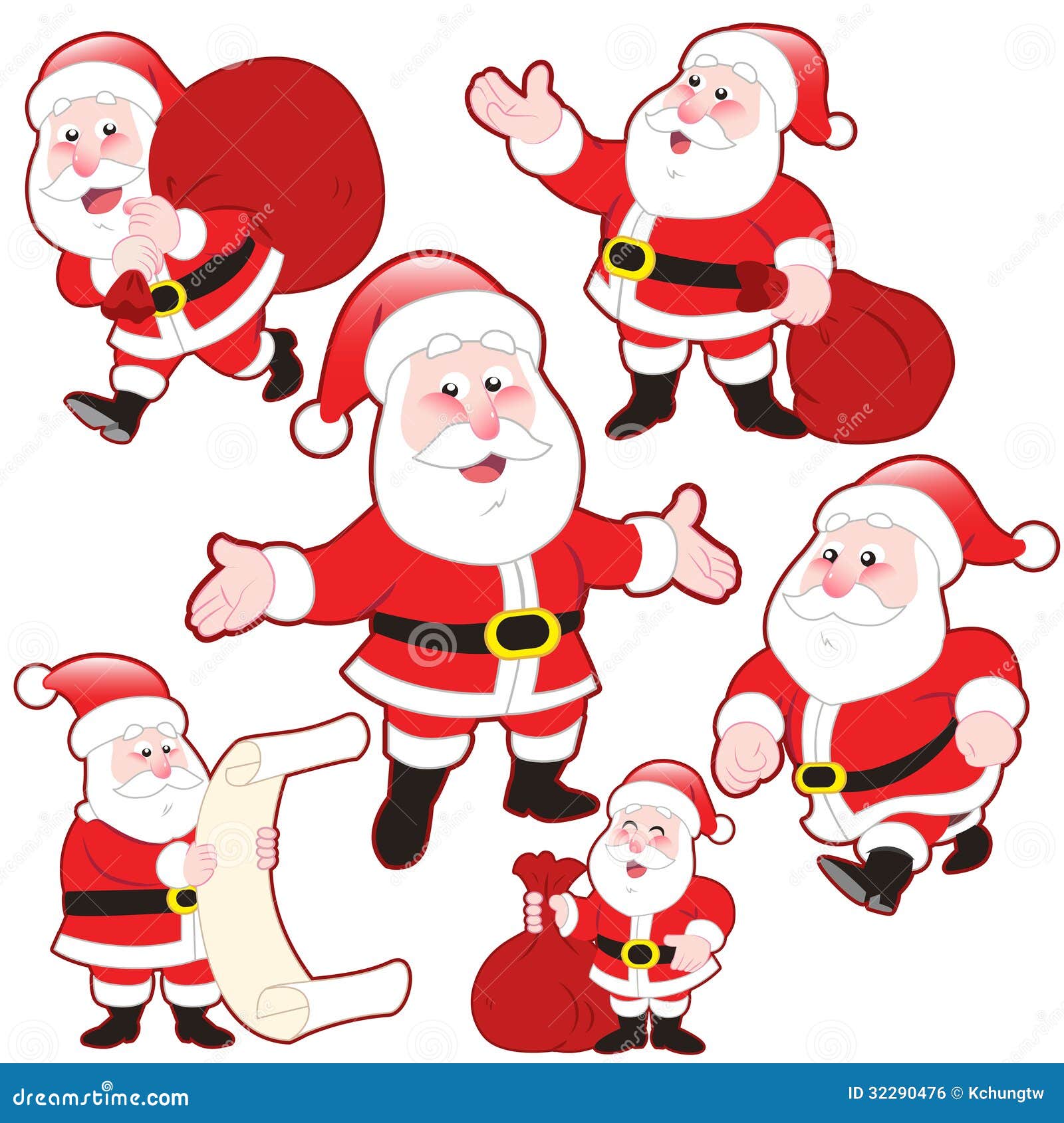 Cute Cartoon Santa Claus Collection Stock Vector