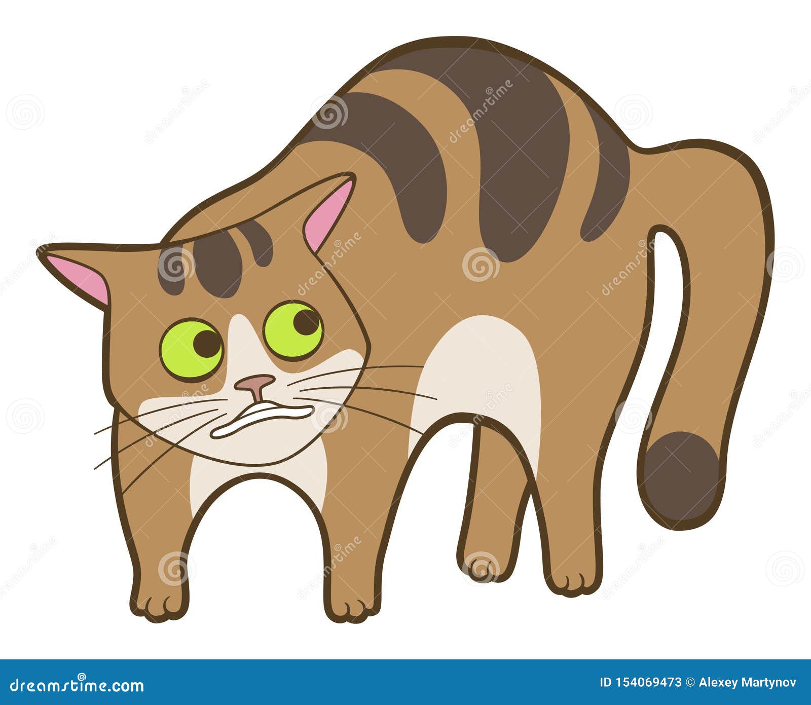 Cute cartoon scared cat stock vector. Illustration of vector - 154069473