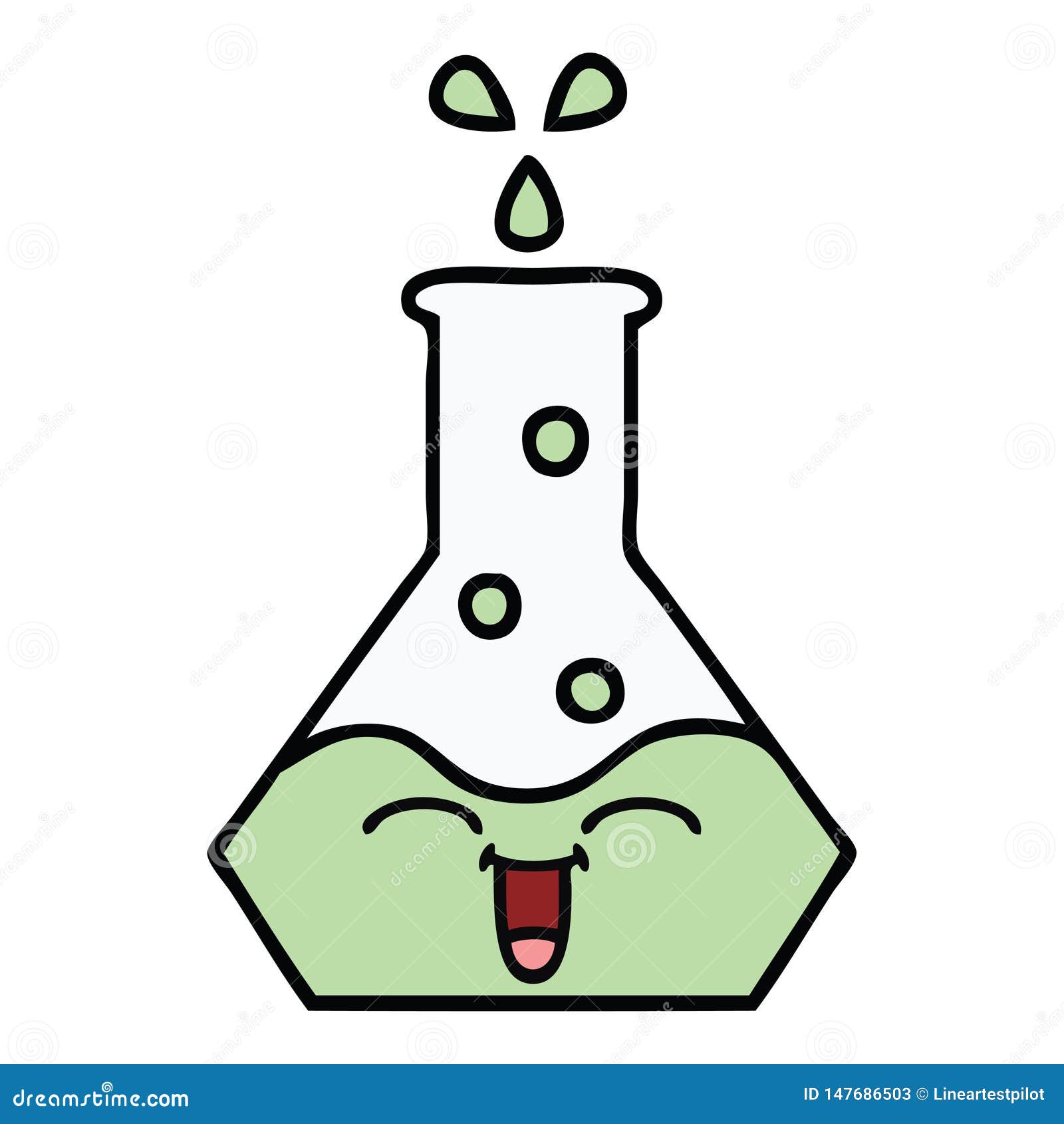 Cute Cartoon Science Beaker Stock Vector - Illustration of experiment,  drawing: 147686503