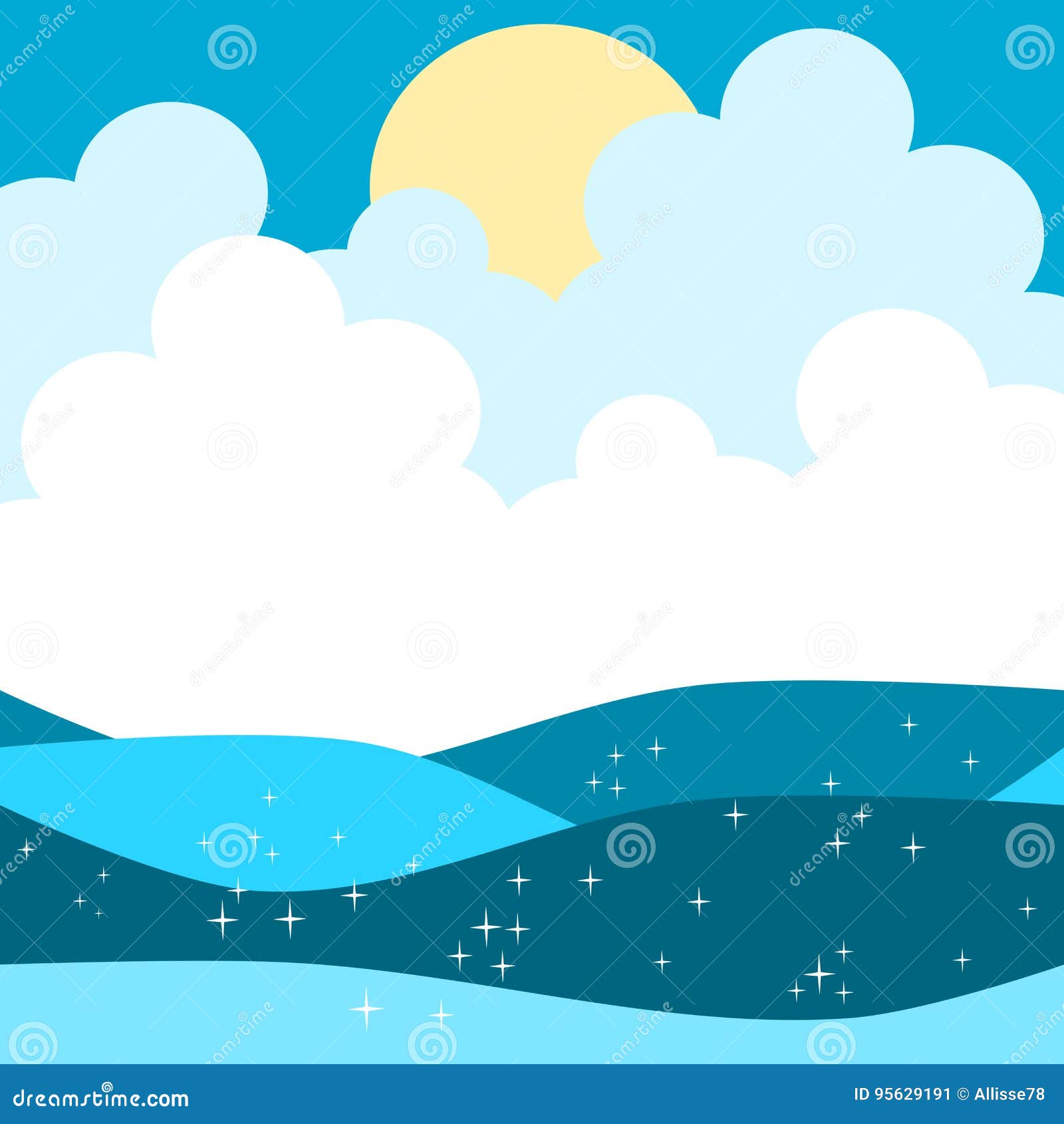 Cute Cartoon Sea Ocean Vector Illustration Stock Vector - Illustration of  scene, color: 95629191