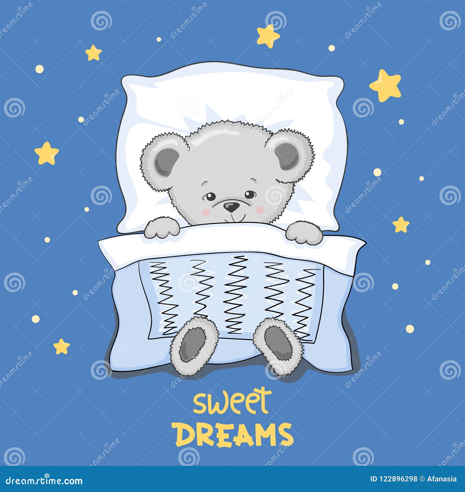 Cute Cartoon Sleeping Teddy Bear Vector Illustration Stock Vector