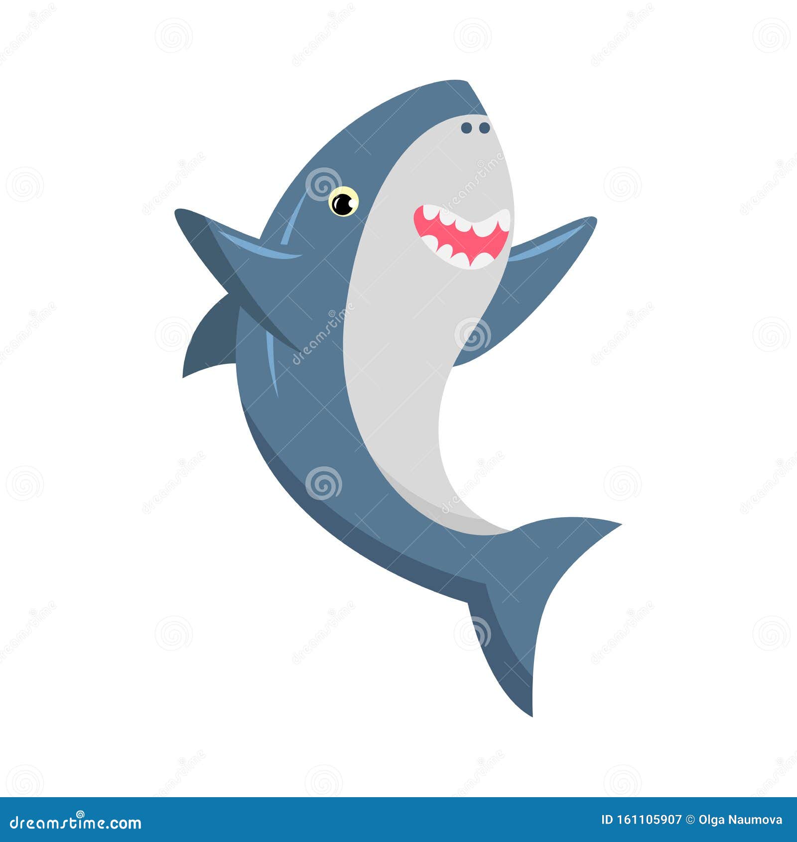 Download Cute Smiling Blue Shark With Sharp Teeth. Vector ...
