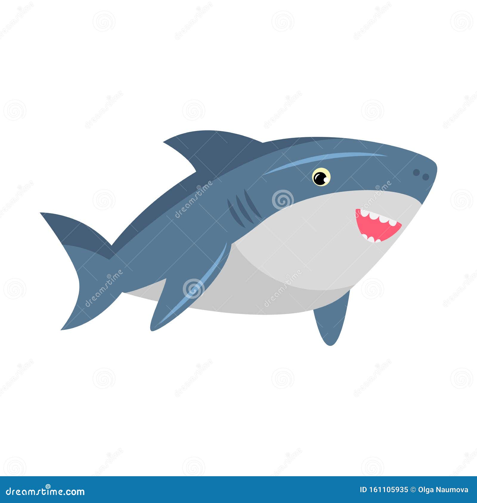 Download Cute Smiling Friendly Blue Shark With Sharp Teeth. Vector ...