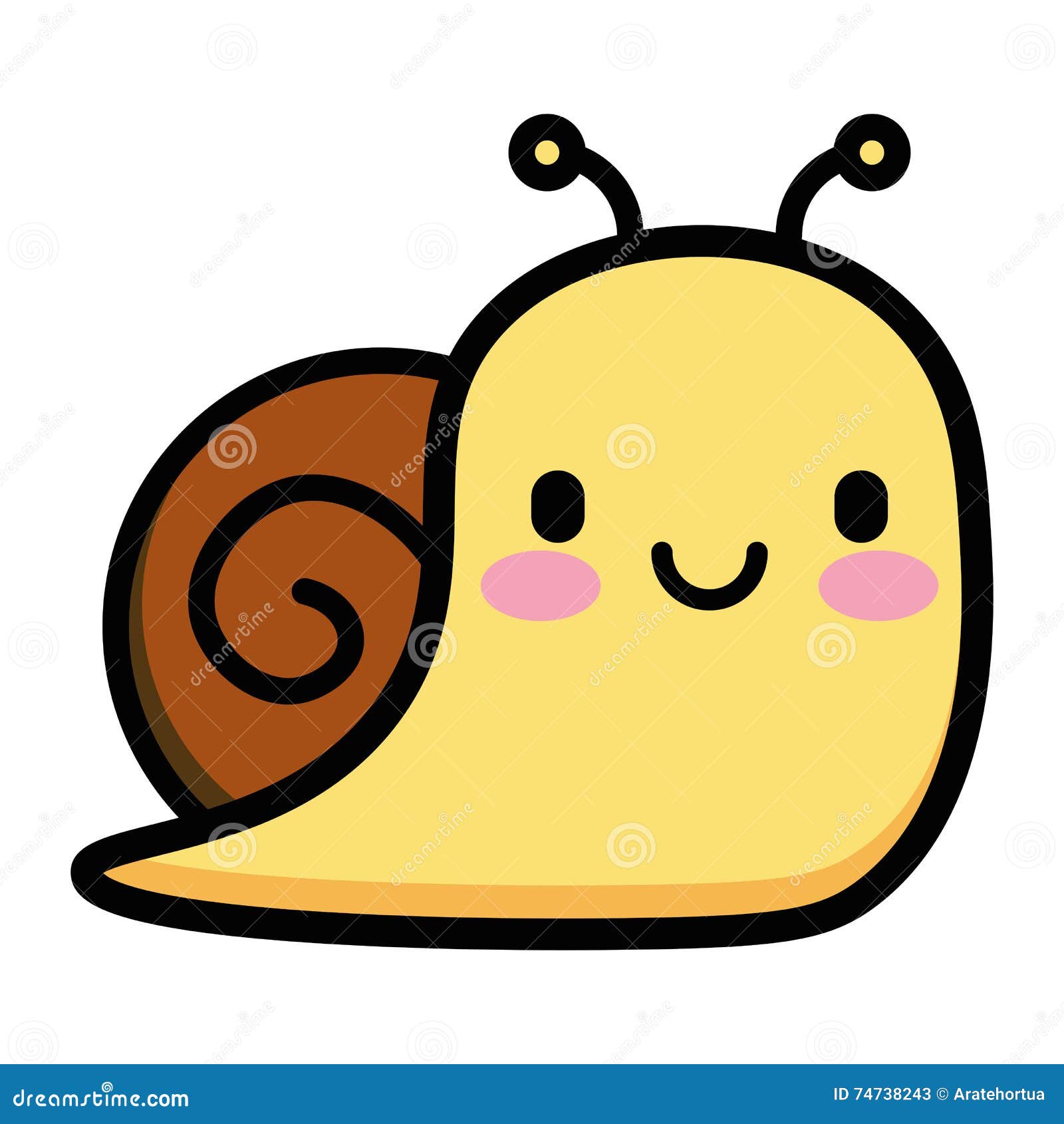 Cute Cartoon Snail Isolated on White Background Stock Illustration -  Illustration of background, helix: 74738243