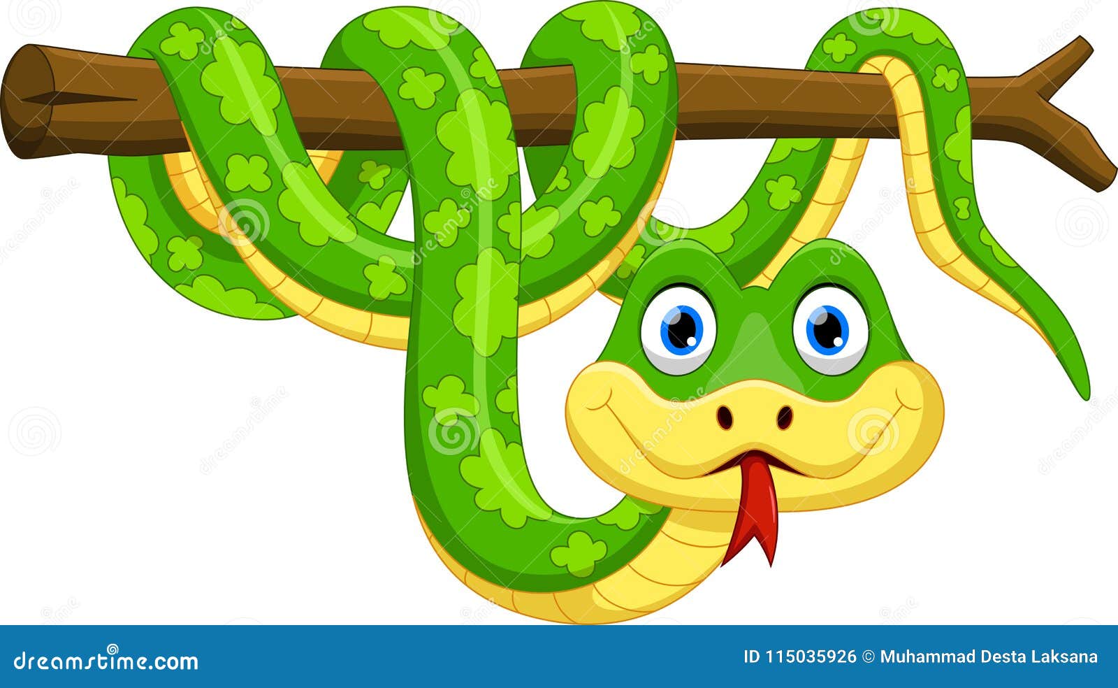 Cute Cartoon Snake on Branch Stock Illustration - Illustration of curvy,  exotic: 115035926