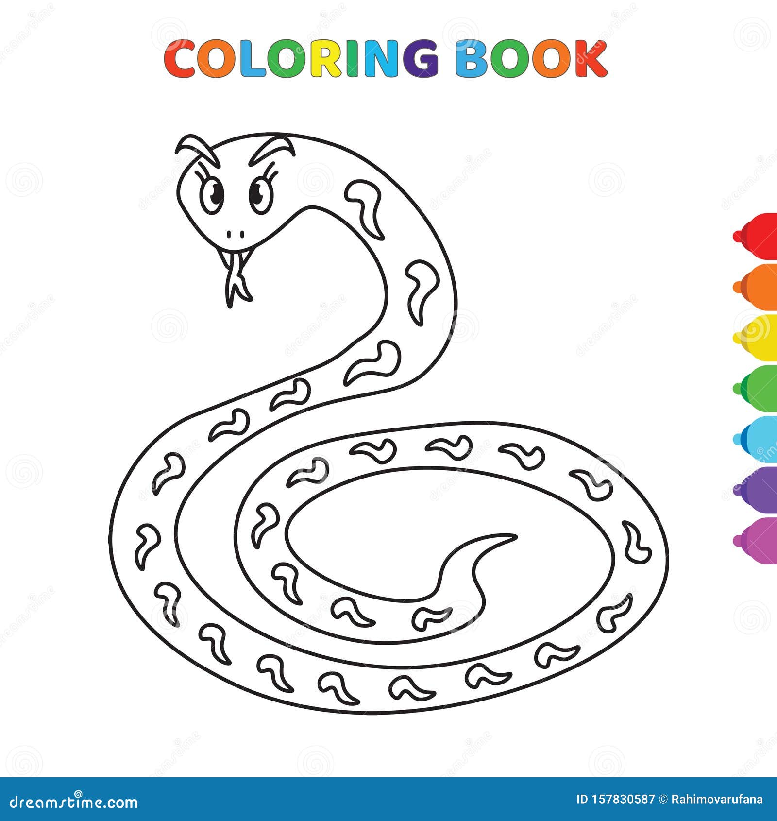 Cute Cartoon Snake Coloring Book for Kids. Black and White Vector  Illustration for Coloring Book Stock Vector - Illustration of drawn,  background: 157830587