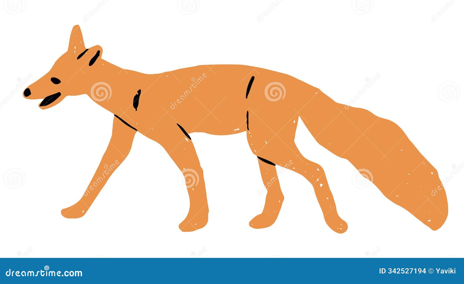 cute cartoon sneaking while hunting fox    on white background