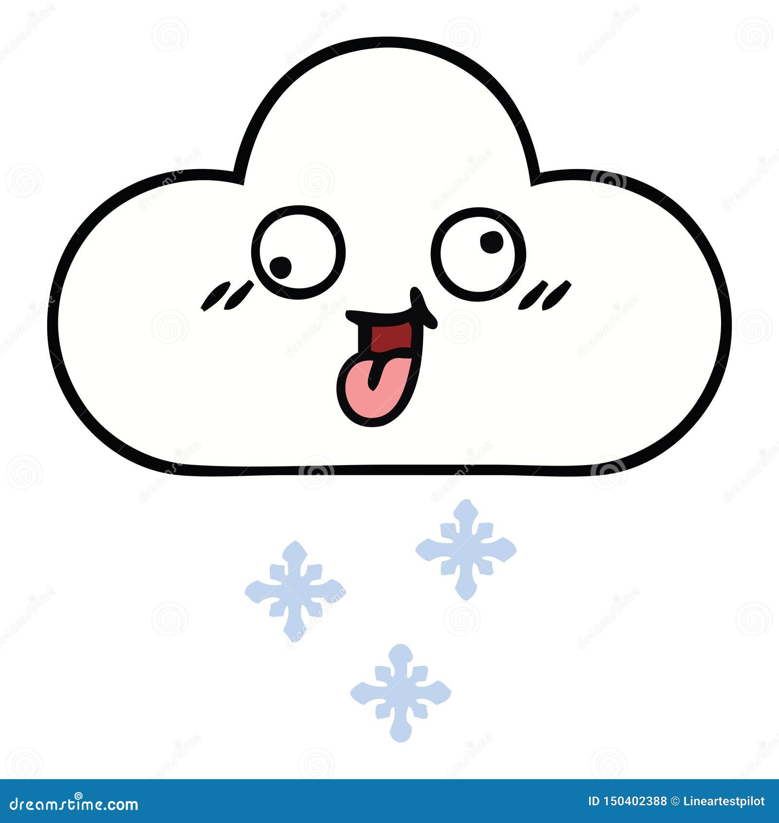 Cute Cartoon of a Snow Cloud Stock Vector - Illustration of freehand ...